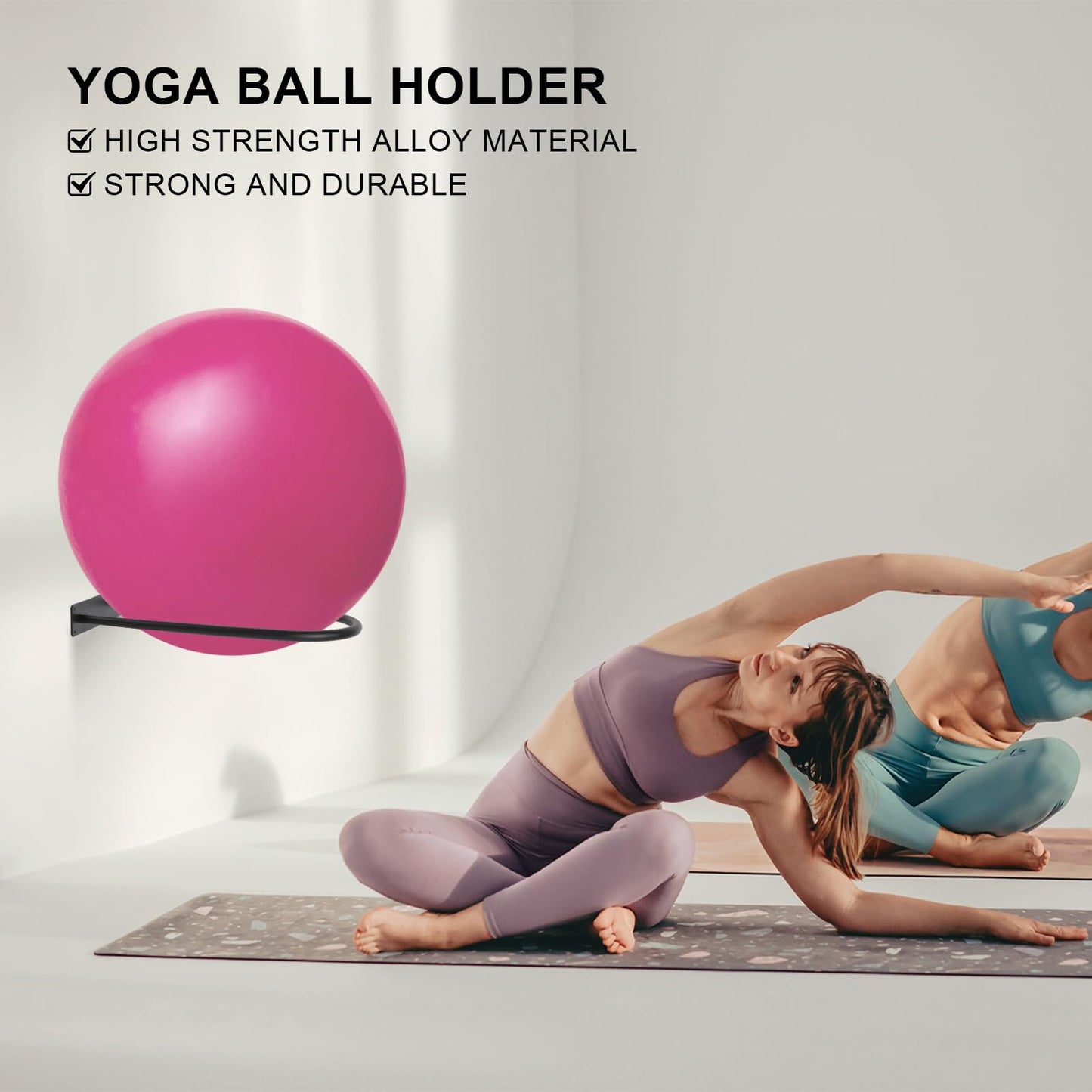 MEIPMQZ Stability Ball Holder Wall Mount - Heavy Duty Exercise & Yoga Ball Storage Rack for Home, Yoga Studios, and Commercial Gyms - Space-Saving Design for Stability Balls up to 85cm(Black 1-Pack)
