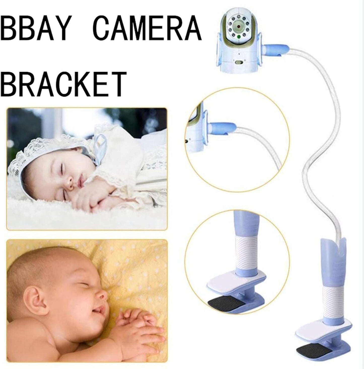 RSHuiOUXX Baby Monitor Holder Baby Camera Holder Baby Monitor Camera Mount Stand with Flexible Hose Adjustable Clip