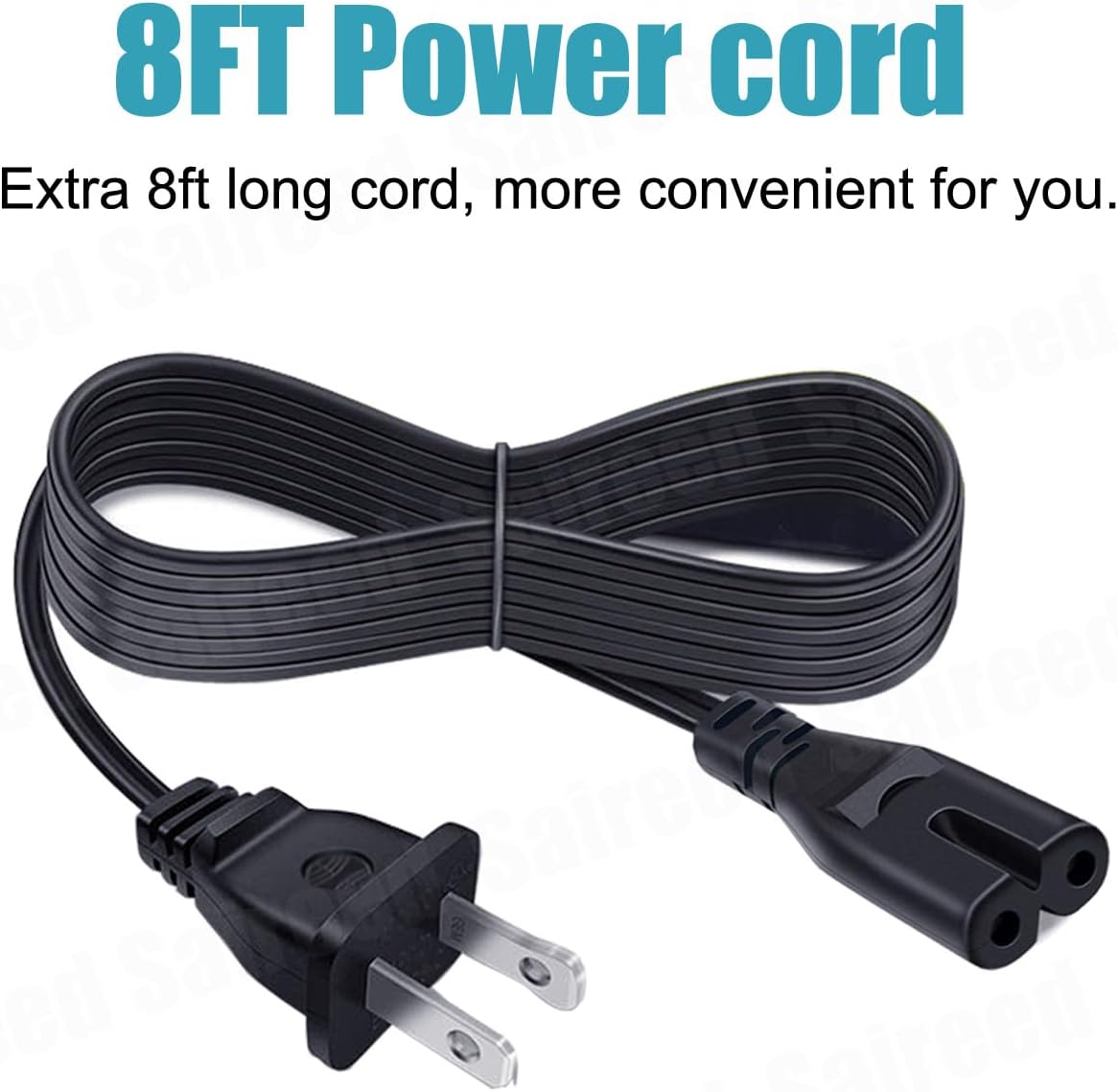 Saireed 8ft 2 PS-WM20 HW-K370 HW-Q90r C7 Prong Power Cord Replacement for Samsung Soundbar Subwoofer Sound Bar Surround