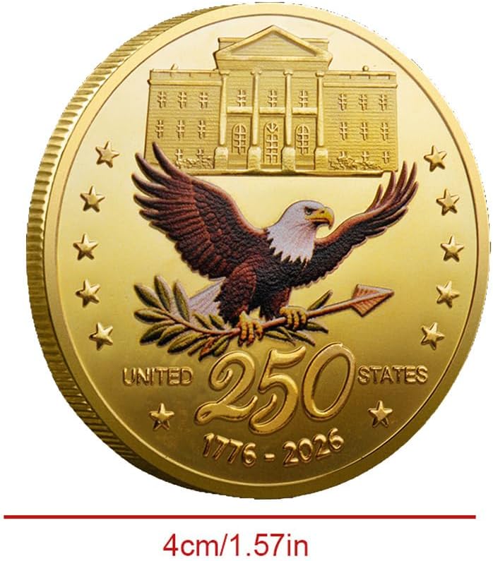 U.S. Army Commemorative Gold-Plated Challenge Coin - Double-Sided High Relief Military Collectible | 250th Anniversary (1776-2026)