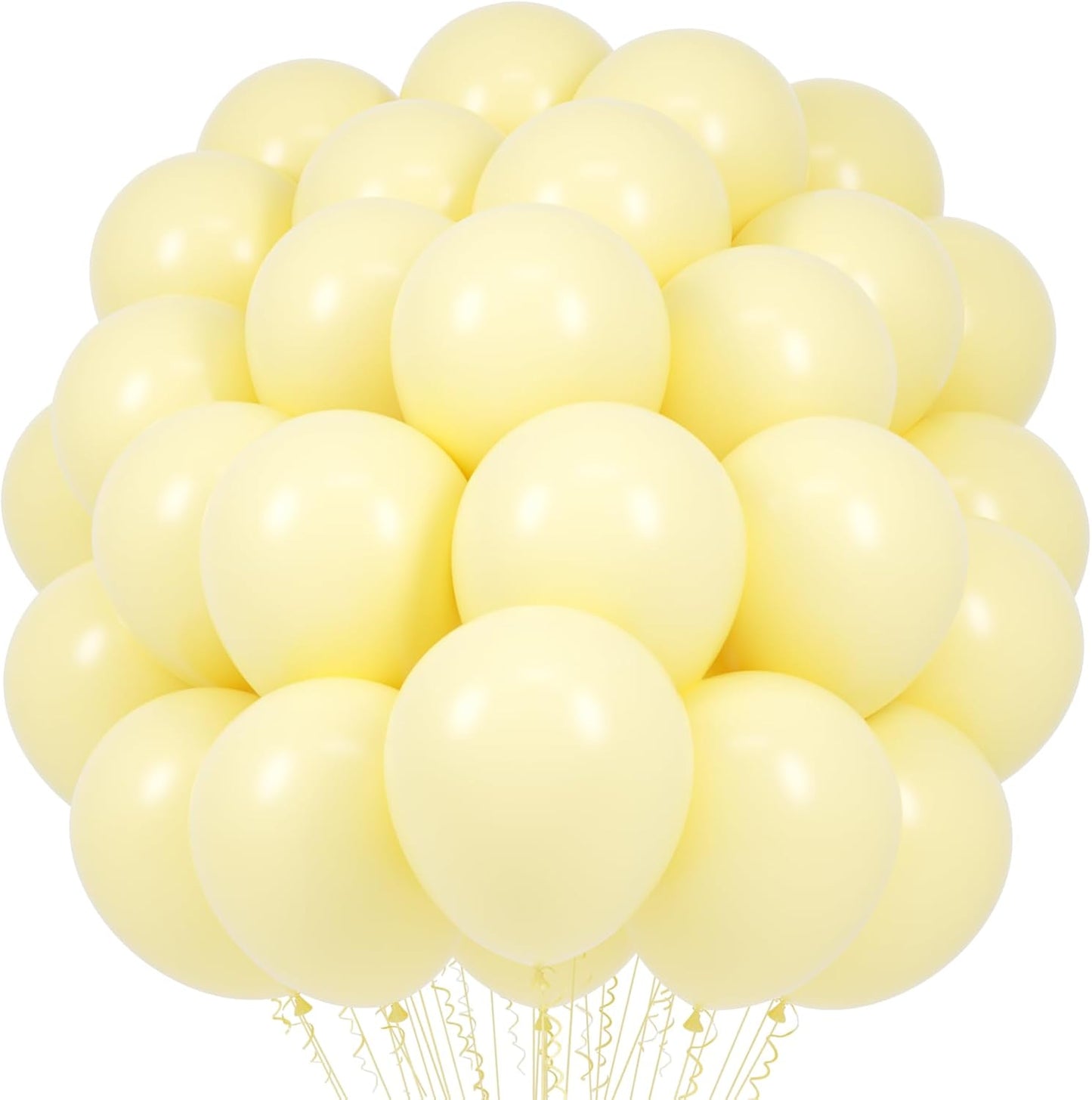 Voircoloria Pastel Yellow Balloons - 66 Pack of 12-Inch Light Yellow Latex for Parties & Celebrations