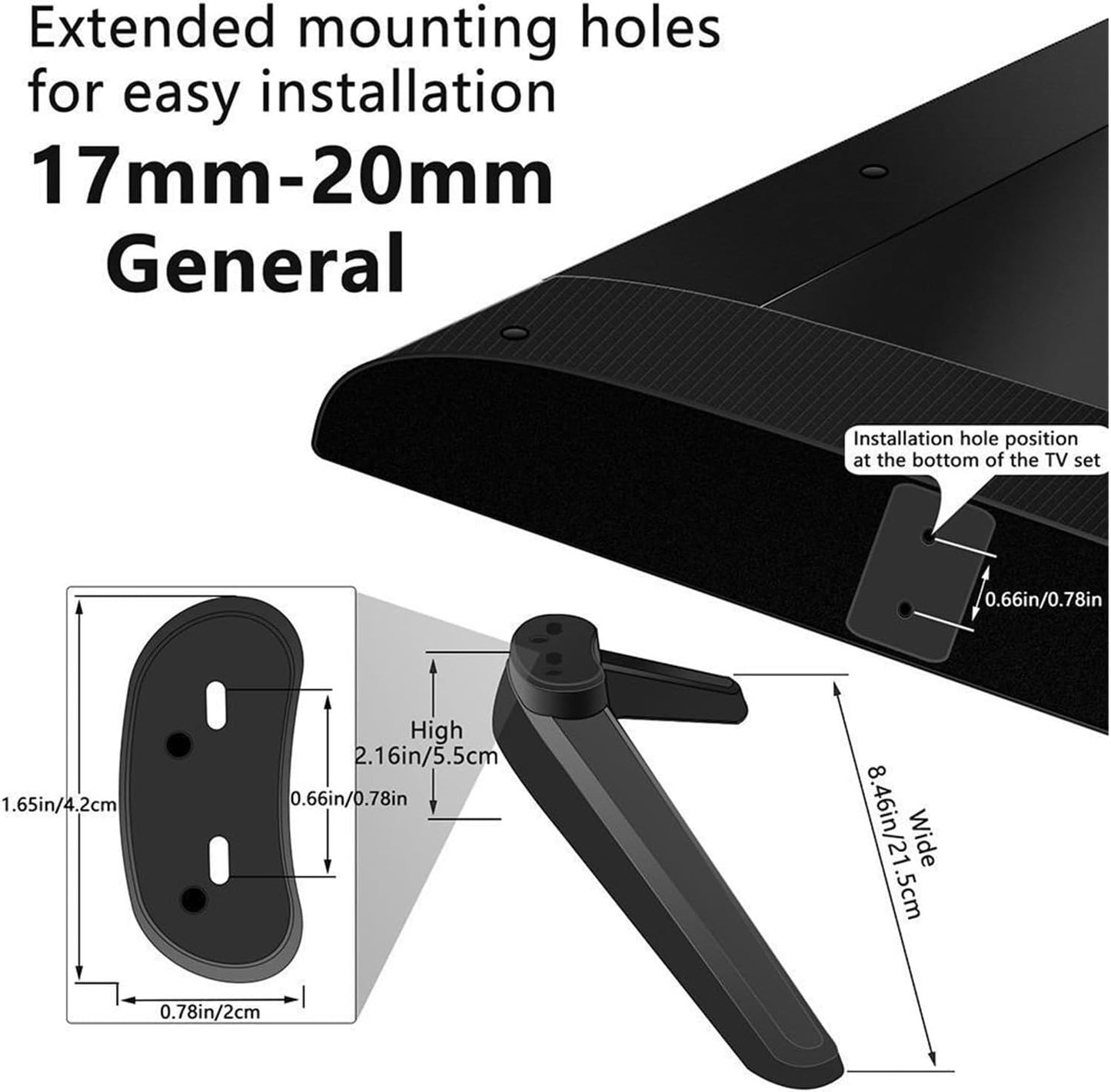 DYLCCHFS 17Mm-20Mm Universal TV Stand Table TV Legs Replacement TV Base Pedestal Feet TV Stand Mount Legs Easy to Use