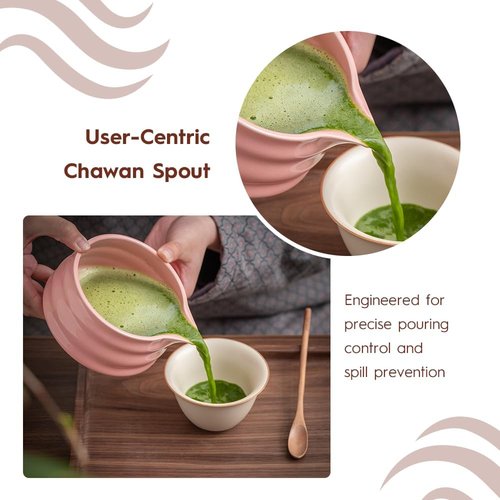 MatchAiA Matcha Whisk Set - Complete 7-Piece Kit with Ceramic Bowl, Bamboo Whisk, and Accessories | Pink