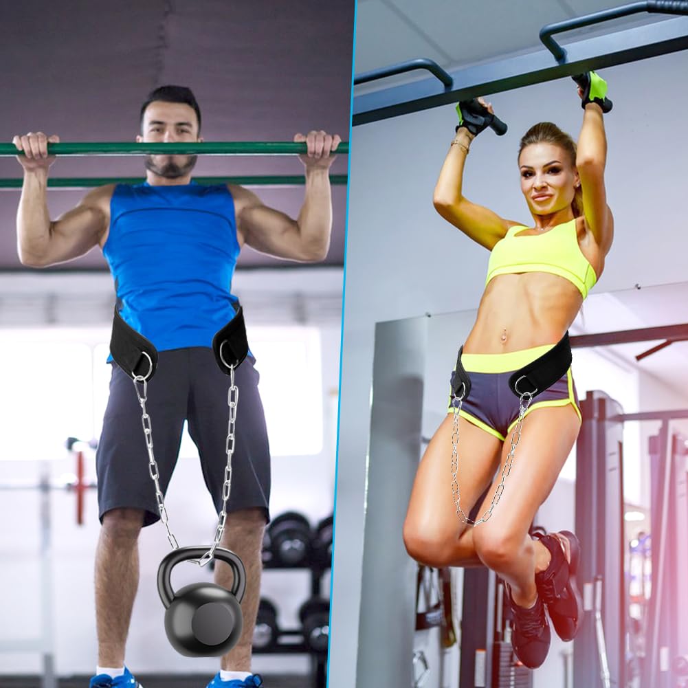 Dip Belt for Weightlifting,Weighted Pull Ups Belt with Chain,Weightlifting Belts for Men Women,Gym Workout Waist DipBelt for Weight Lifting,Squat,Training,Fitness Weight Belts