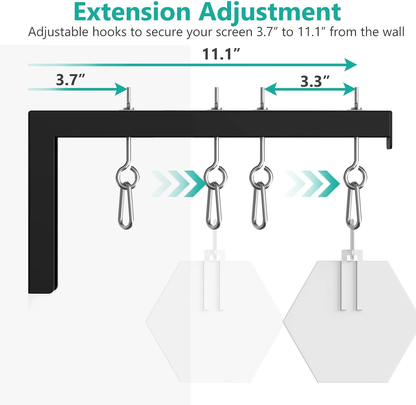 12 inch 80 lbs (PSM001XL-B), WALI Universal Projector Screen Ceiling Mount, Wall Hanging Mount L-Brackets, Adjustable