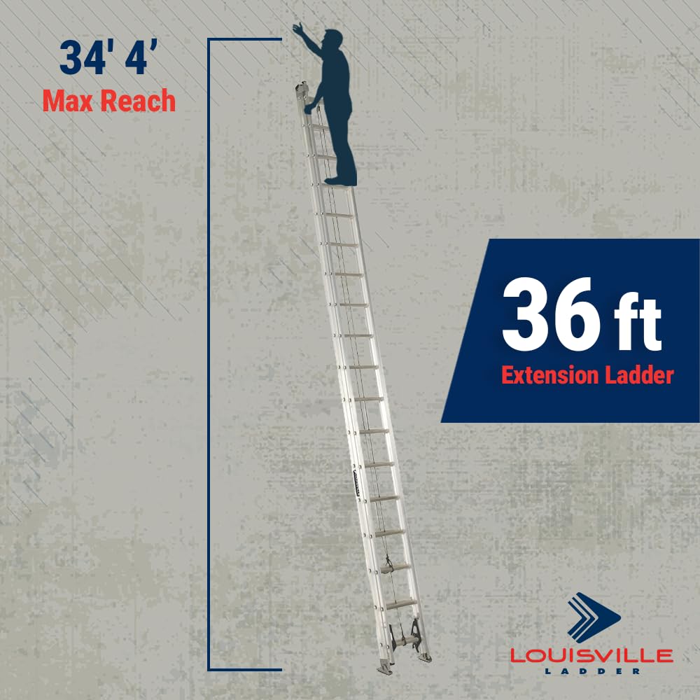 Louisville Ladder 36-foot Aluminium Extension Ladder, 300-Pound Load Capacity, Type IA, AE2236