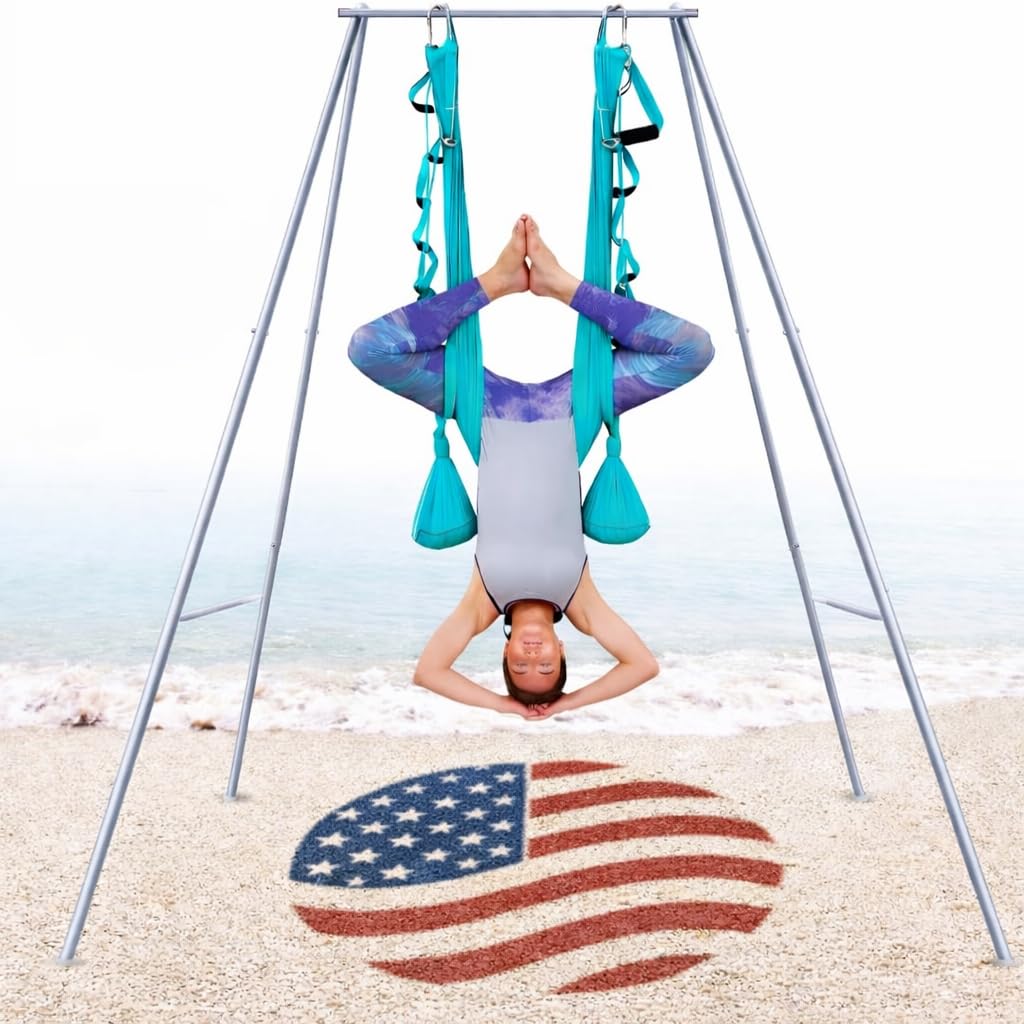 FEBTECH - 5.3 Ft Aerial Yoga Stand Frame - Support Up to 550 LBs for Indoor & Outdoor - Perfect Yoga & Gymnastics Equipment Stand for Hooks, Lyra, Hammocks, Silk, Punching Bag