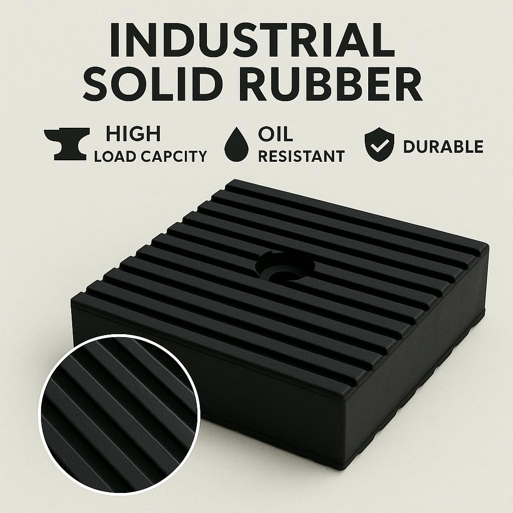4 Pack Heavy-Duty Anti-Vibration Pads – Solid Rubber 4"x4"x1" | Noise Dampening, Slip-Resistant Pads for Air Compressor, Generator, Washer, Dryer, HVAC Equipment