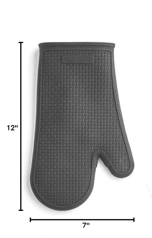 Harman Silicone Oven Mitt - Textured Grip for Safe Handling | 7" x 12" - Black