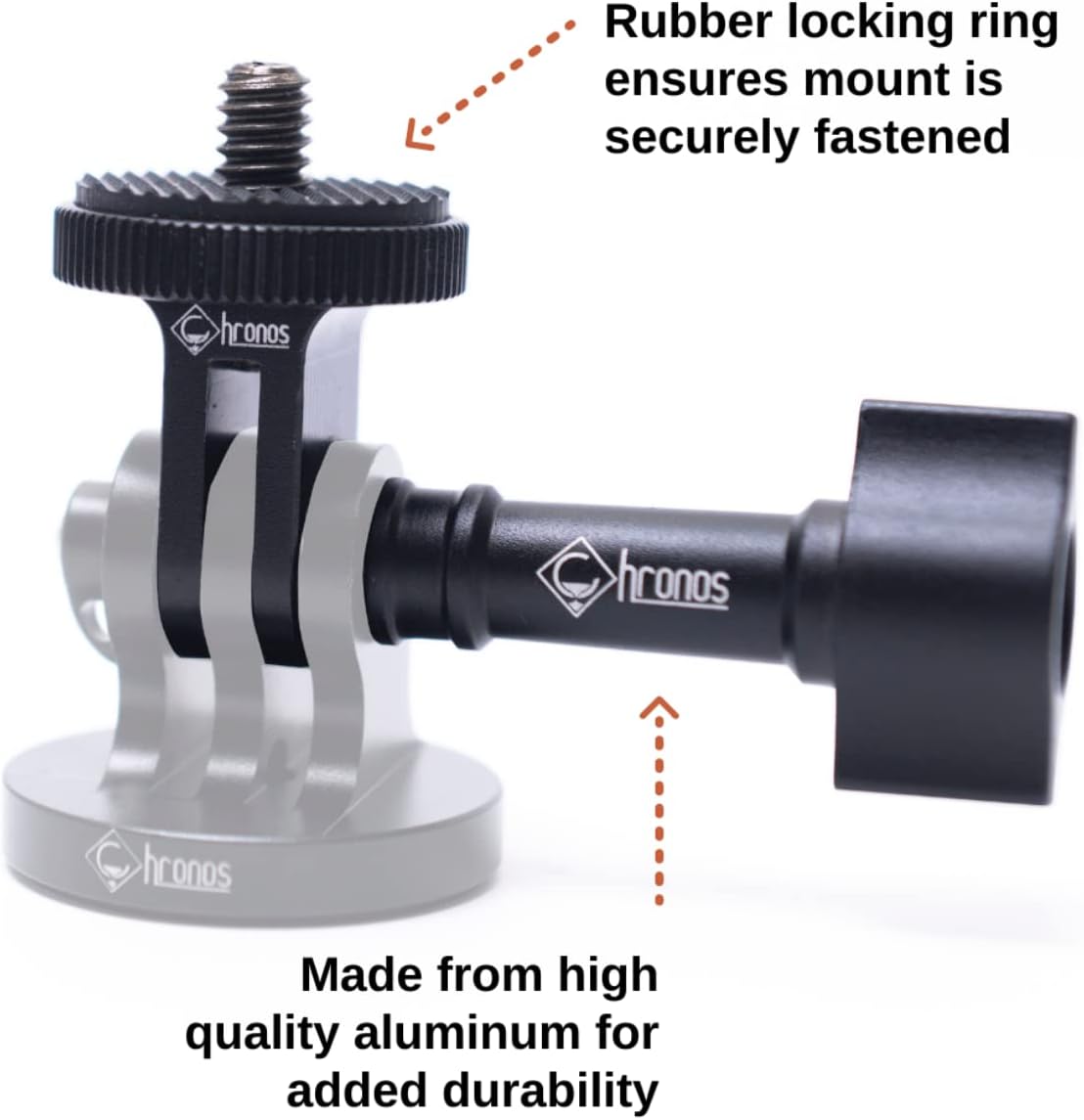 CHRONOS Black Aluminum Tripod Adapter Mount for GoPro Cameras