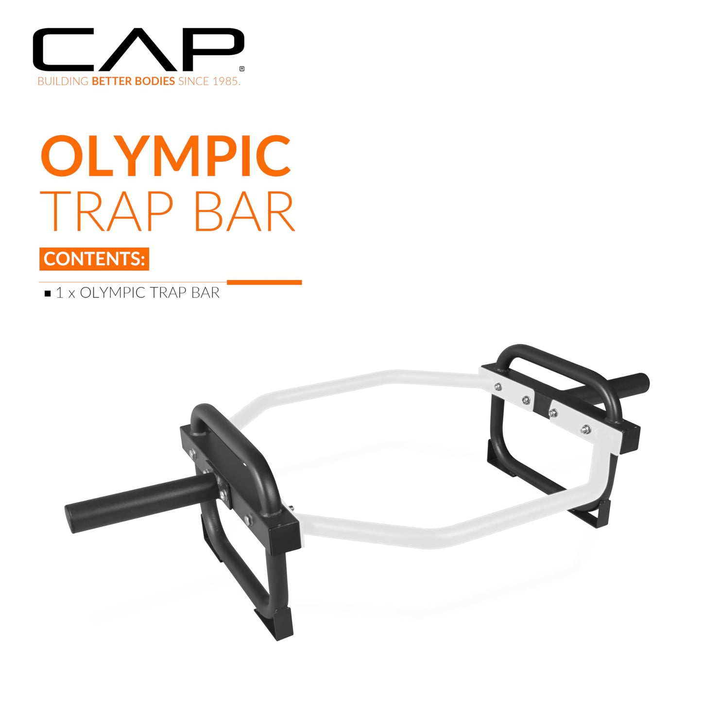 CAP Barbell Olympic Trap Bar, Hex Bar, Shrug Bar, Deadlift Bar, White