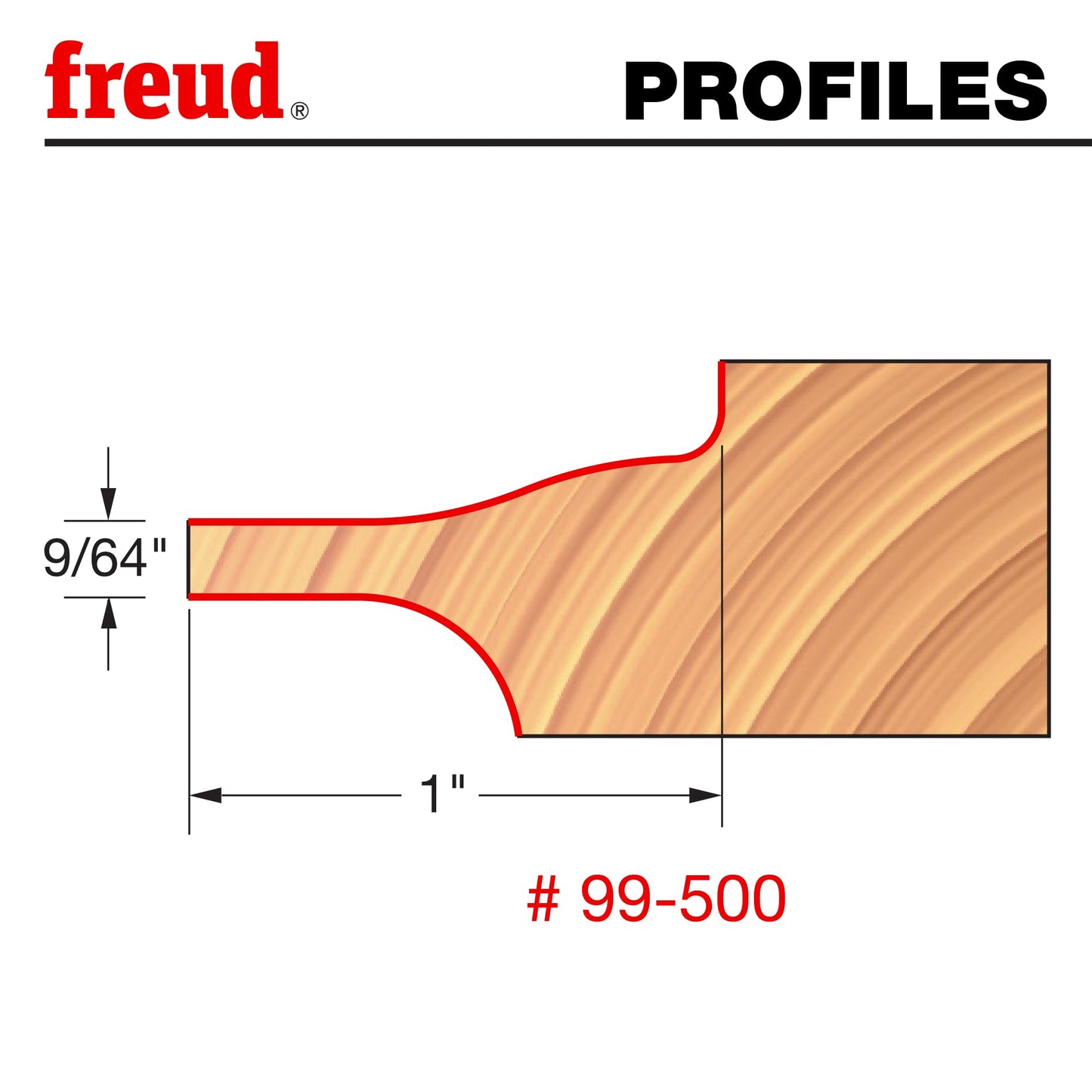 Freud 99-500: 2-19/32" (Dia.) Raised Panel Bit w/Backcutters with 1/2" Shank