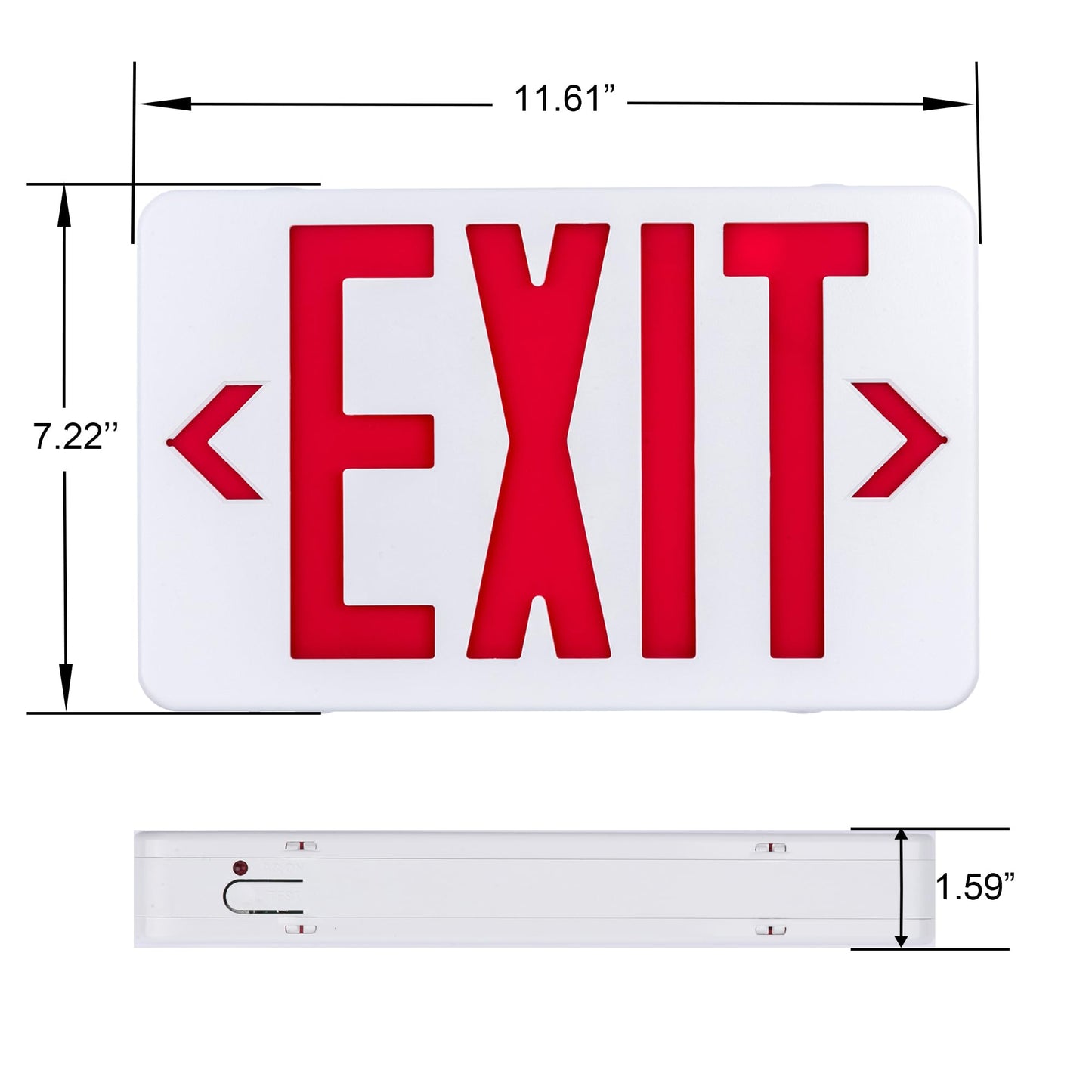 Gruenlich LED Exit Sign, Emergency Light with Double Face and Battery Backup, UL 924 Qualified, AC 120/277V, US Standard Hardwired Red Letter Exit Lights for Business, 6-Pack