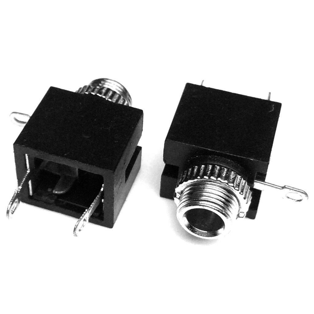 3.5mm 2 Pack CESS Black Mono TS Socket, Soldering Type, Panel Chassis Mount
