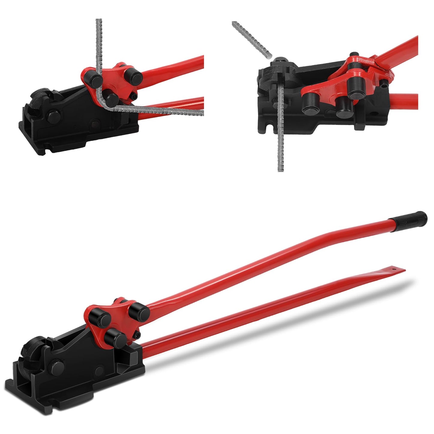 Threlaco Rebar Bender & Cutter 2 in 1 Rod Bender Metal Bending Tool Manual Effortlessly Cut and Bend Rebar up to 5/8" Bending Machine, Red