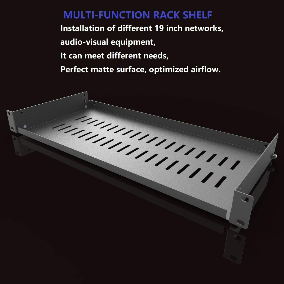 Jingchengmei 1U Disassembled Vented Cantilever Server Rack Mount Shelf 8"(203mm) Depth for 19-Inch Network/AV Equipment Rack and Cabinet(1U8V)