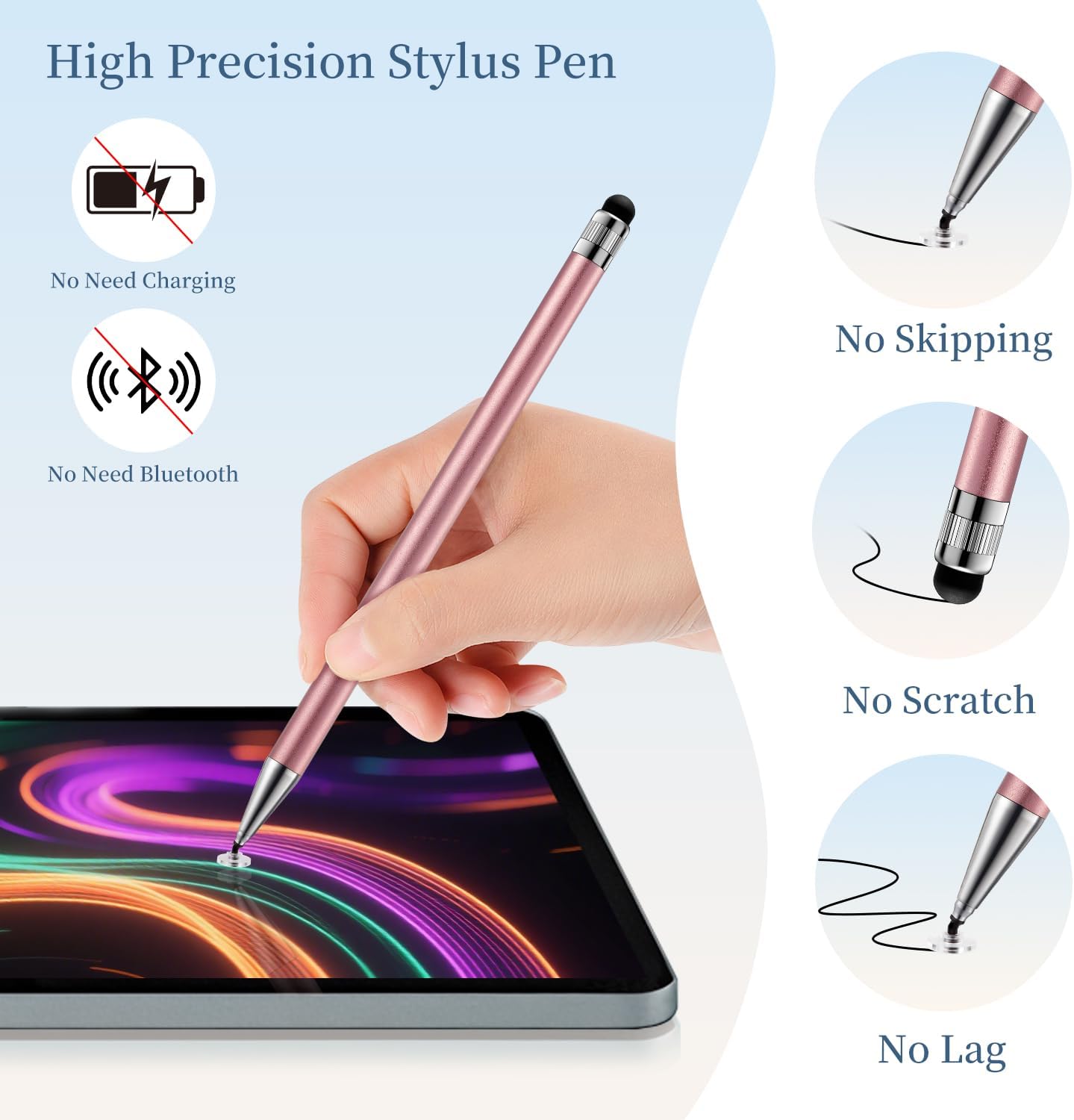 ChaoQ 2-in-1 12pcs Stylus Pen for Touchscreen, High Sensitivity and Precision Stylus Pens for iPad iPhone Android