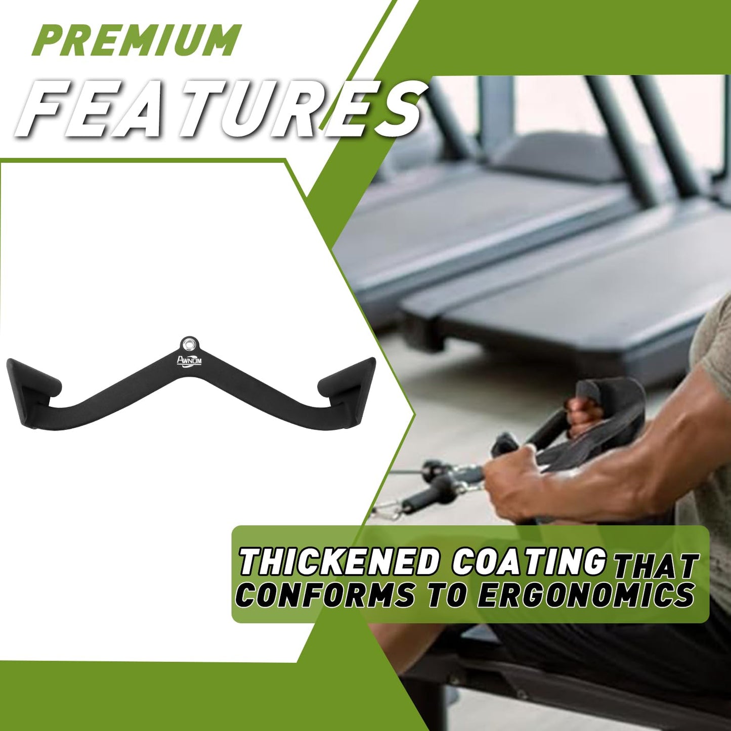 AWNOM LAT Pulldown Attachments for Cable Machines, Cable Machine Attachments for Home Gym T Bar V Bar LAT Pulldown Machines Attachments, Back Tricep Bar Strength Training Handle Grip (2pcs-C)