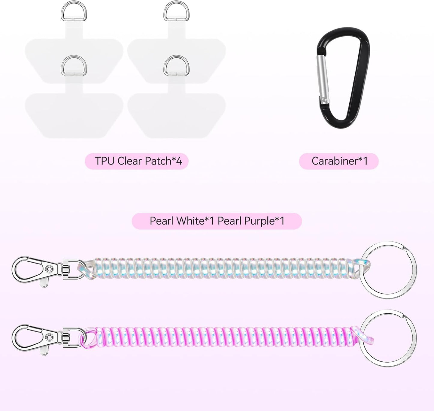 4 2* 4* 1* Doormoon Phone Lanyard Leash with Patch, Phone Tether, Phone Tether Tab, Carabiner for Climbing Outdoor