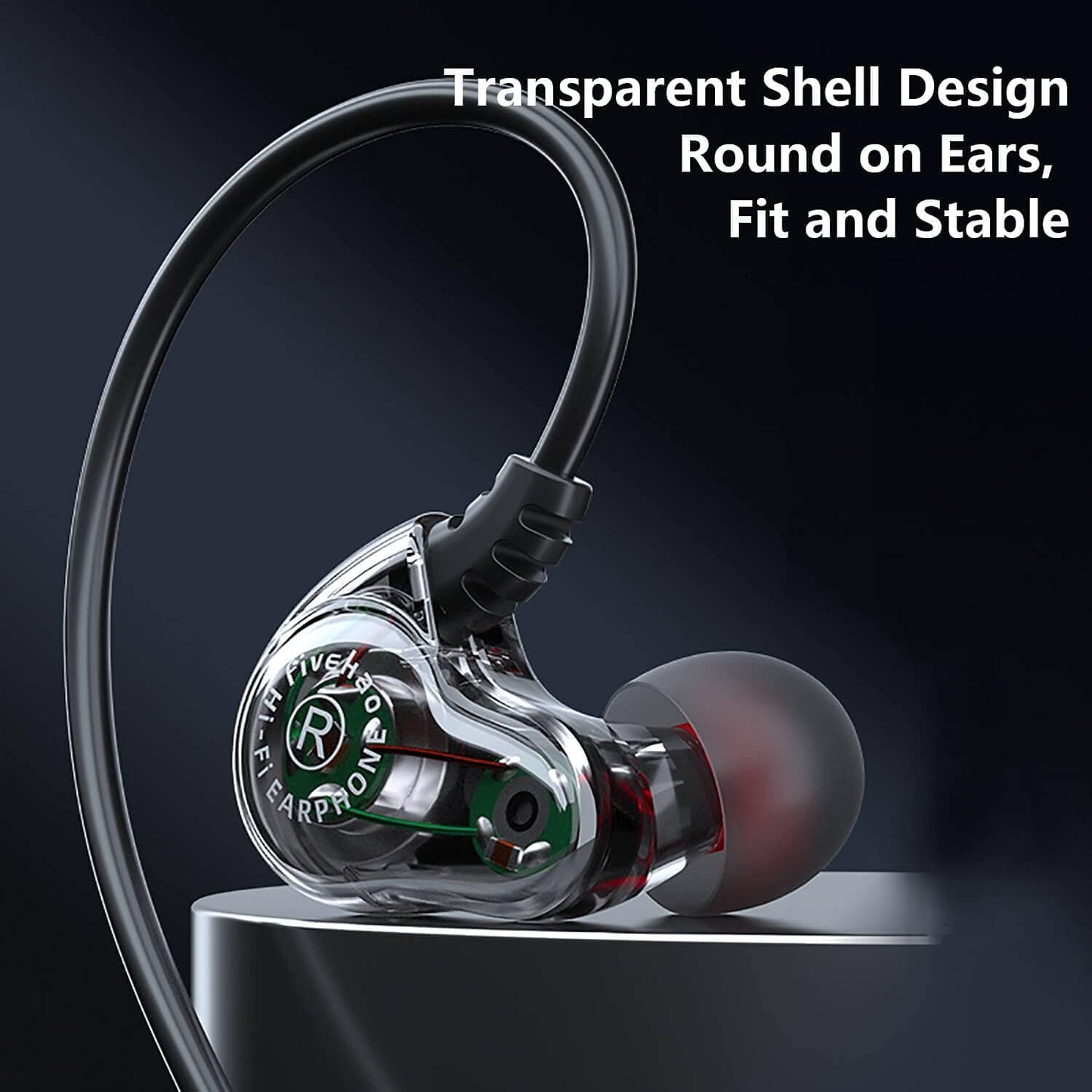 3.5mm MP3 Dual Driver Wired Ear Buds with Mic and Extra Bass, Ear Phones with Cord, Jack Plug in Headphones, Wire