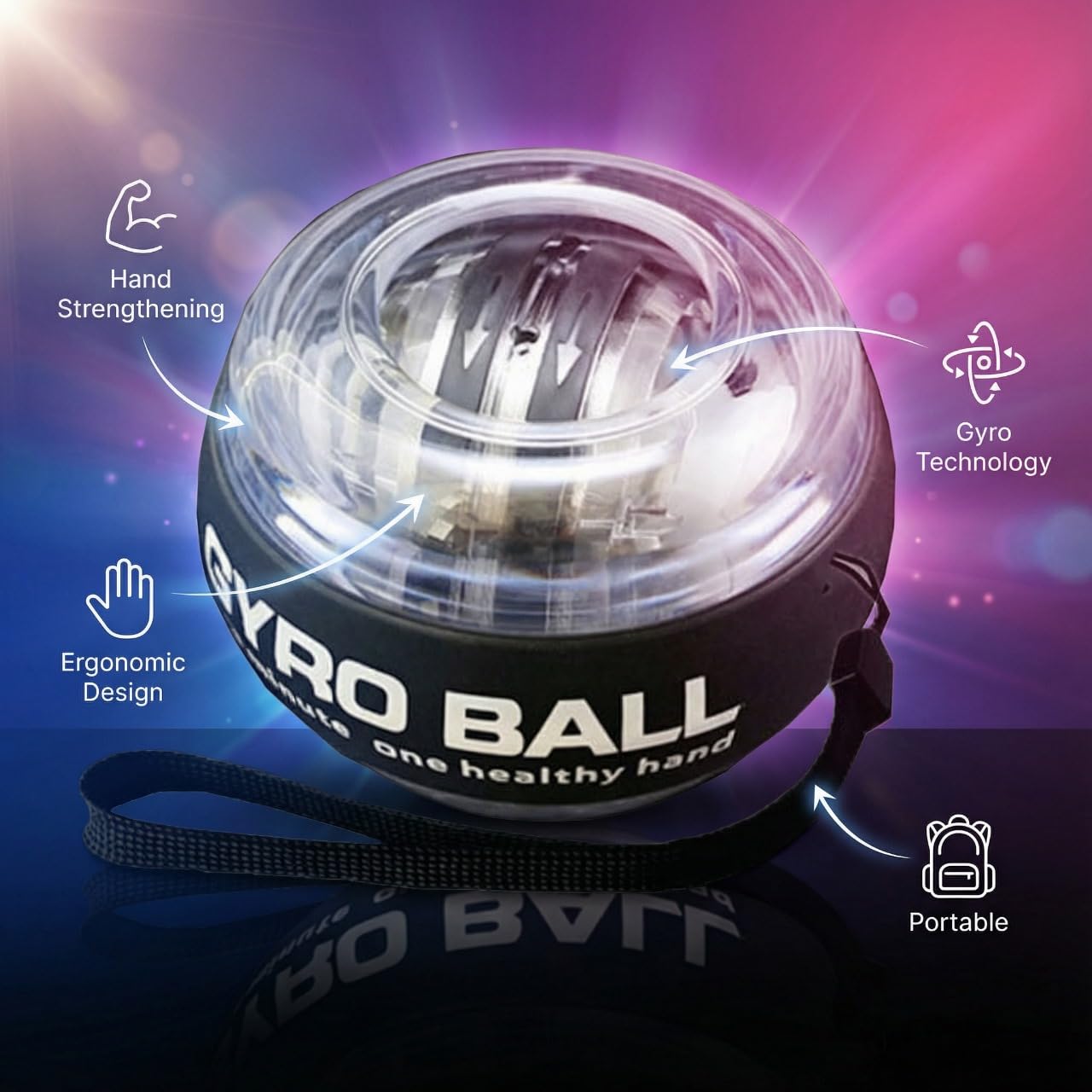 Torque Ball Hand Exerciser Auto Start, Wrist Strengthener & Gyro Ball for Martial Arts, Forearm Workout, Forearm Exerciser, Hand Strengthening Devices, Gyroscope, Vital Sports Gifts with Led Light,