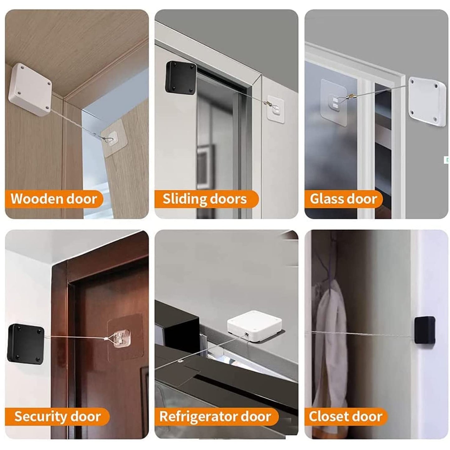 SHIMIDO Upgraded Retractable Automatic Door Closer - Tool-Free Installation, Powerful 3.5lb Pull Shuts Doors Completely - Compact Universal Fit for Screen, Sliding & Almost All Doors (Black)