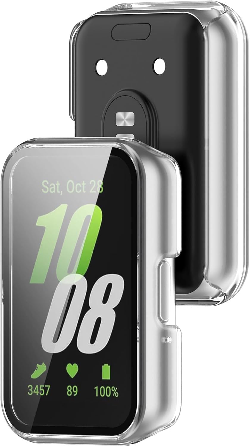 3 FanTEK Compatible for Samsung Galaxy Fit Watch Case for Women Men, Scratch Resistant Shock Absorbing Case, Clear