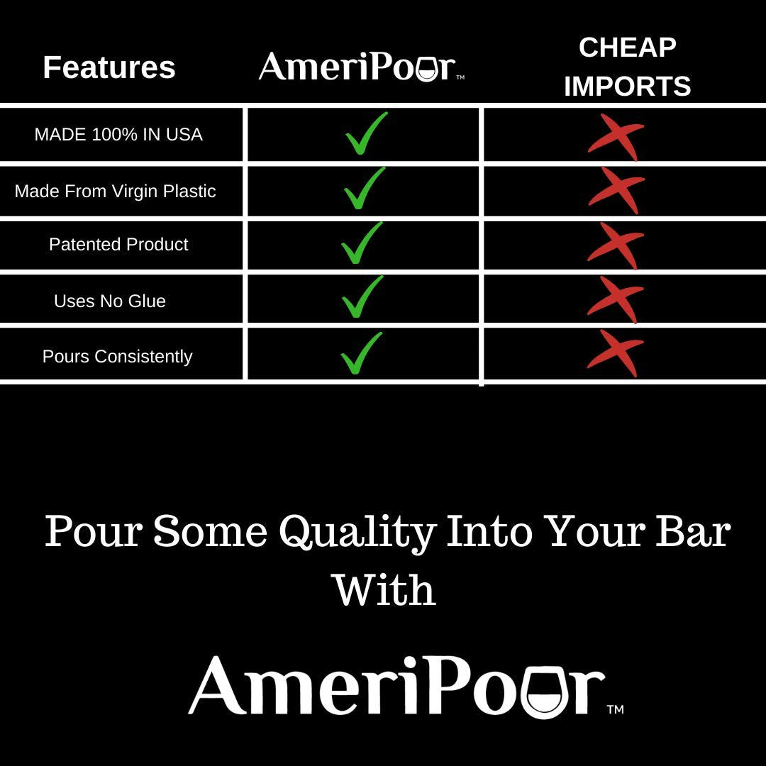 AmeriPour - Measured Pourer - Liquor Bottle Pourers - Collared - Made 100% In The USA. Bar Spouts That Don't Leak - No Cracks, Just A Perfect Cocktail Pour Everytime. Great for Wine Too! (1.50)