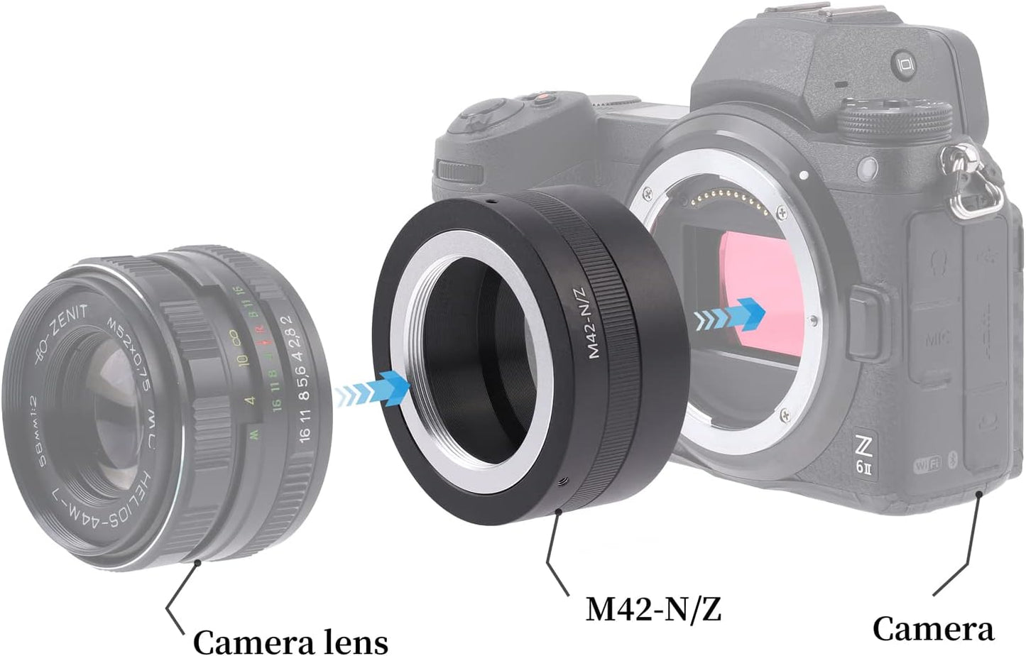 FocusFoto M42 42mm Z5 Z6 Z7 Z30 Z50 Z6II Z7II Z8 Z9 Adapter Ring for Screw Mount Lens to Z-Mount Mirrorless Camera