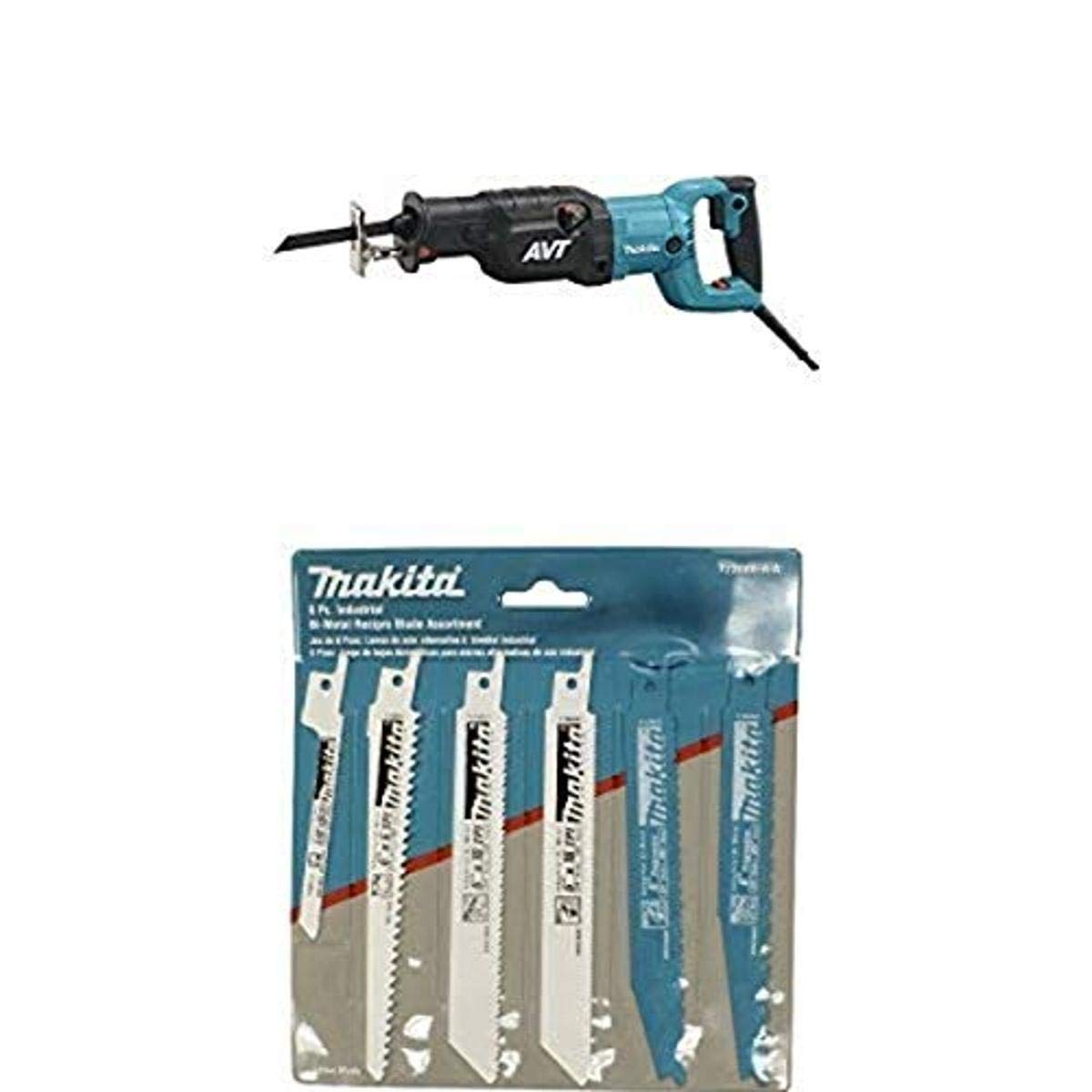 Makita JR3070CT AVT Recipro Saw - 15 AMP with 6-Piece Recipro Blade Assortment Pack