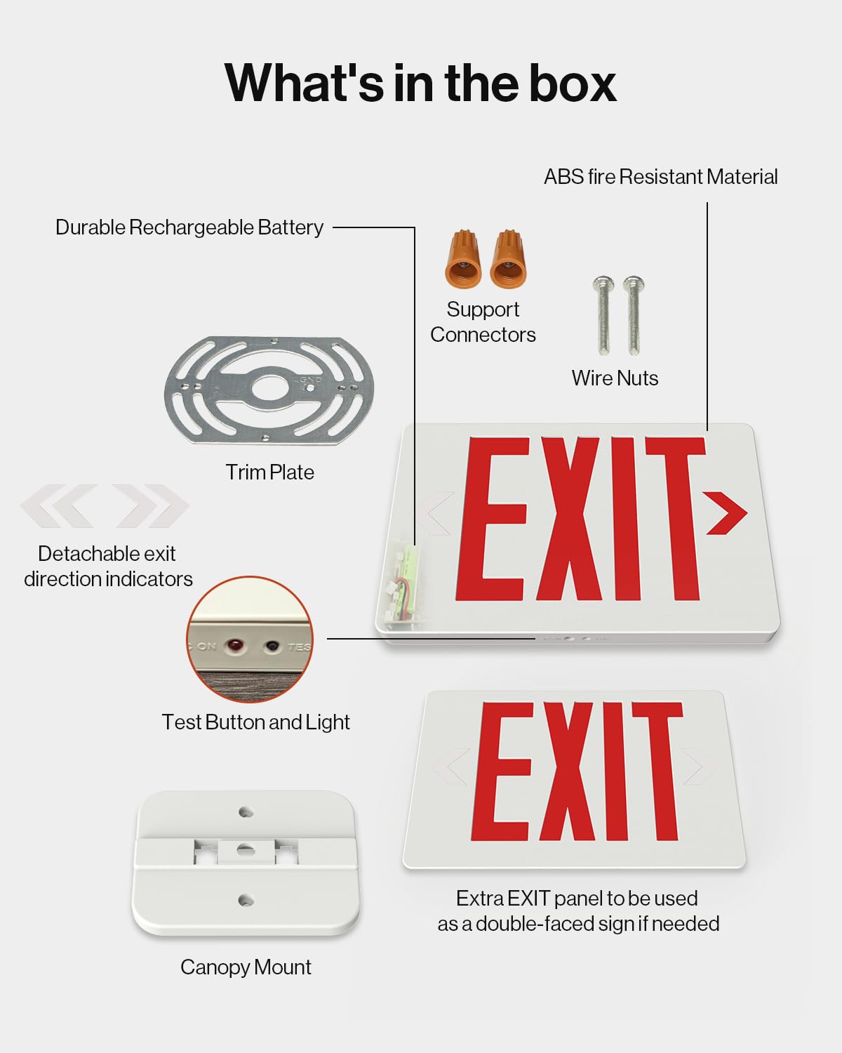 Sunco 6 Pack LED Exit Sign with Emergency Light, Commercial Grade Double Sided Fire Exit Lights, Backup Battery, Illuminated Emergency Exit, 120-277V, Dual Mounting, UL 94V-0 Fire Resistant.