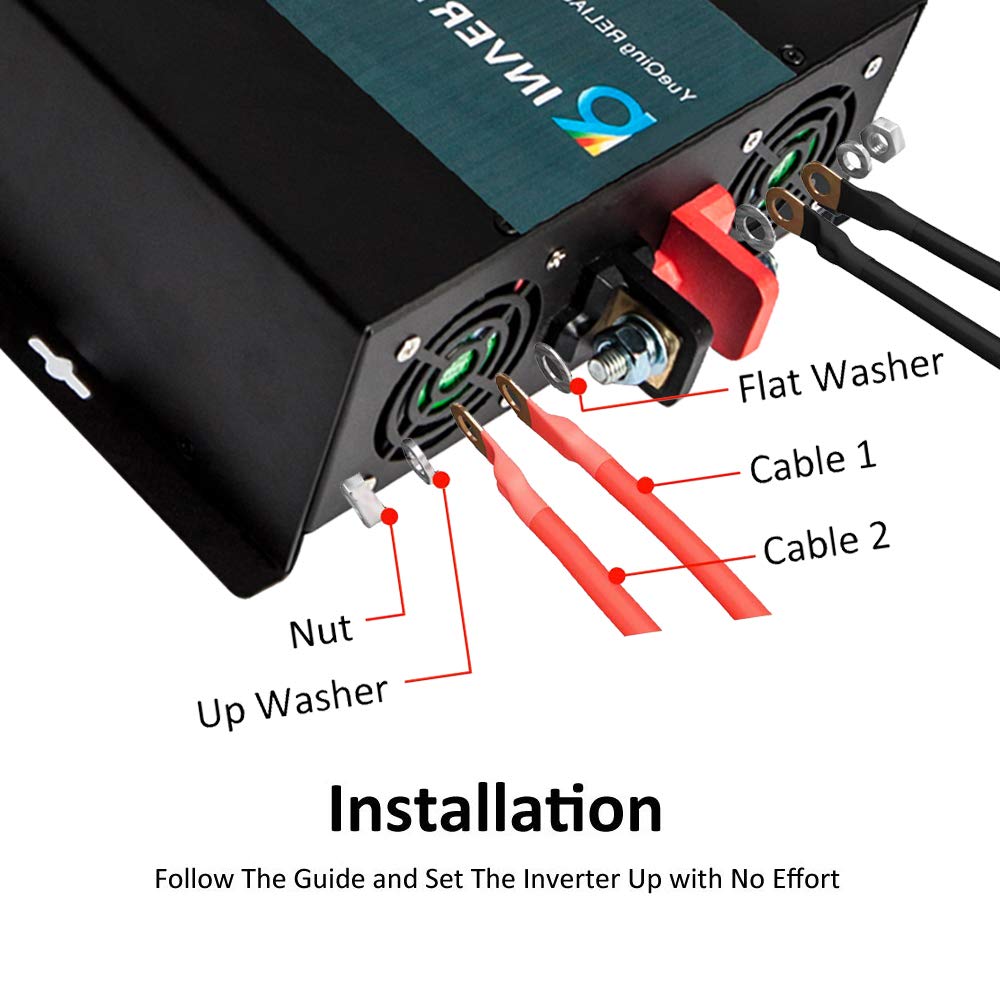 WZRELB Reliable 3000w Pure Sine Wave Solar Power Inverter 24v 110-120v 60hz With LED Display (Black) Solar System (RBP-3000S-LEDblack)