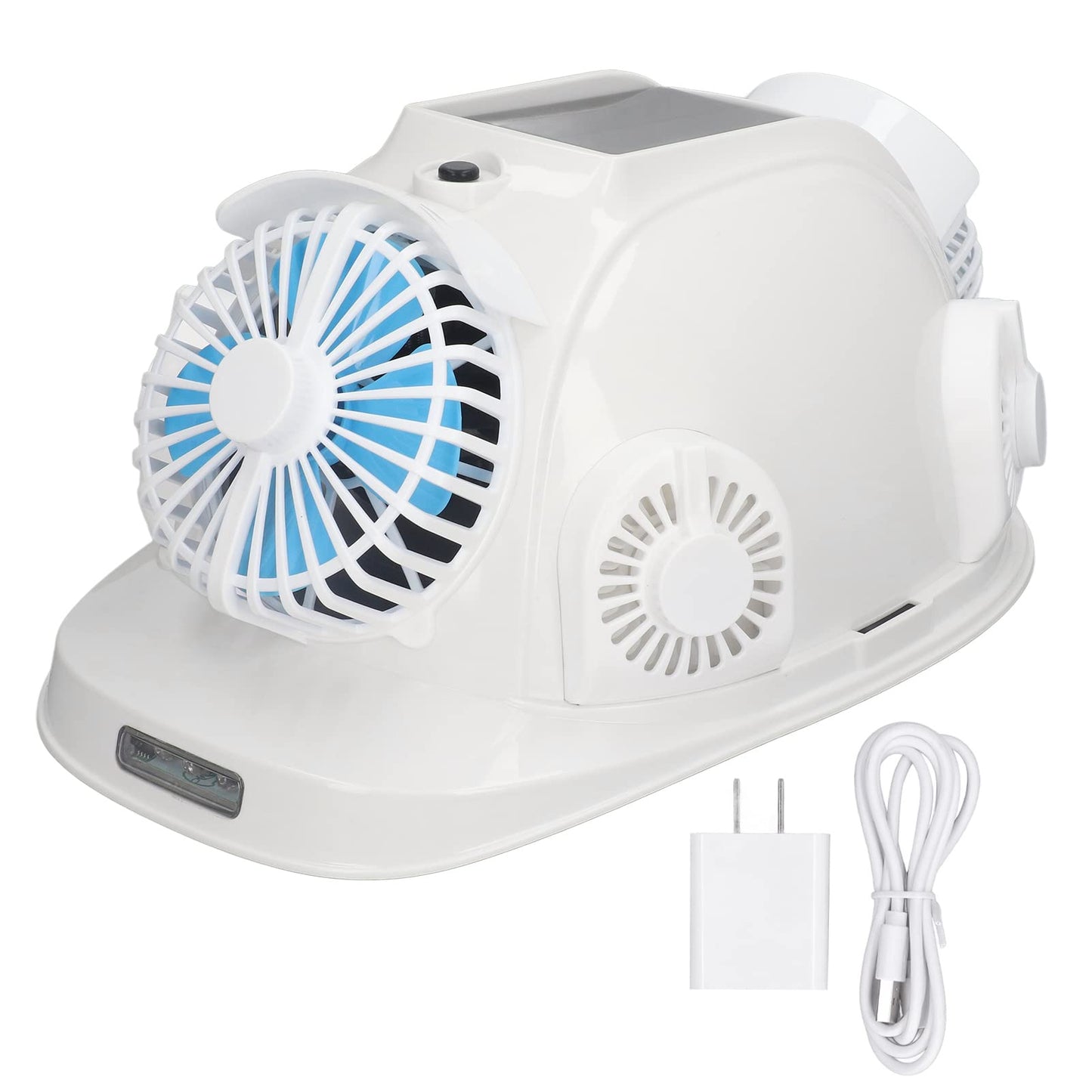 Solar Powered Hard Hat with 6 Cooling Fans LED Headlamp Safety Helmet for Night Work Ventilated Construction Hat for Outdoor Labor