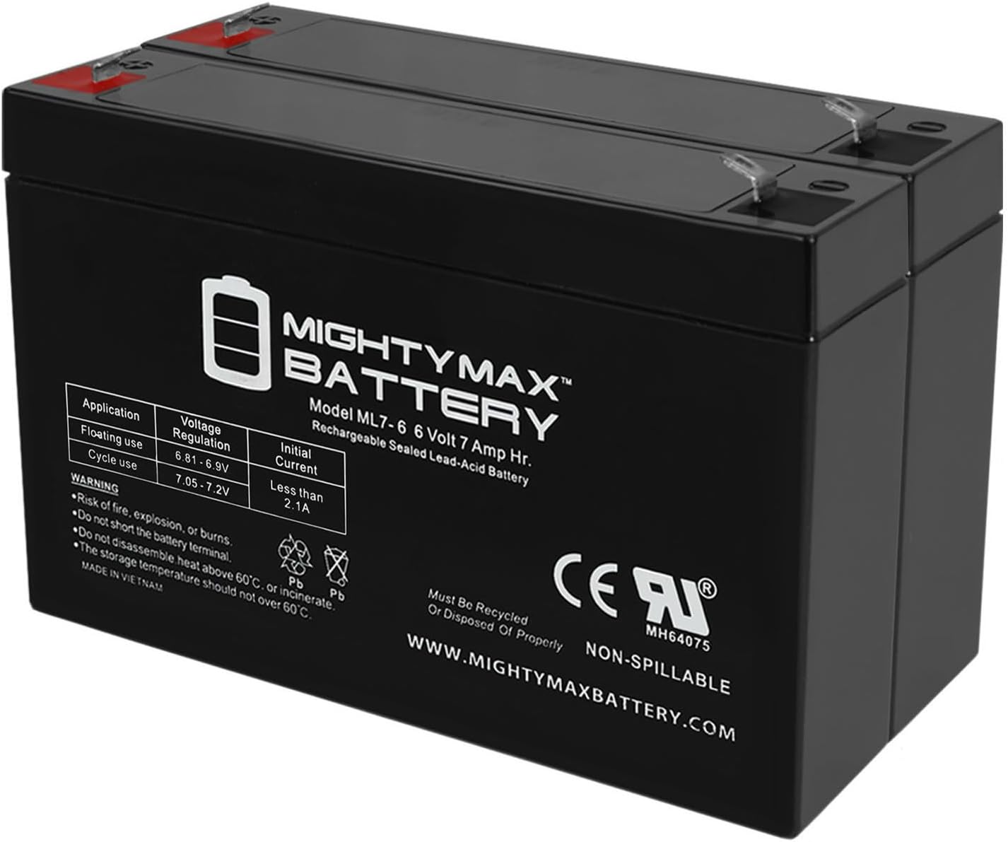 Mighty Max Battery 6V 7Ah UR500RM1U 2 Pack SLA Replacement Battery for CyberPower