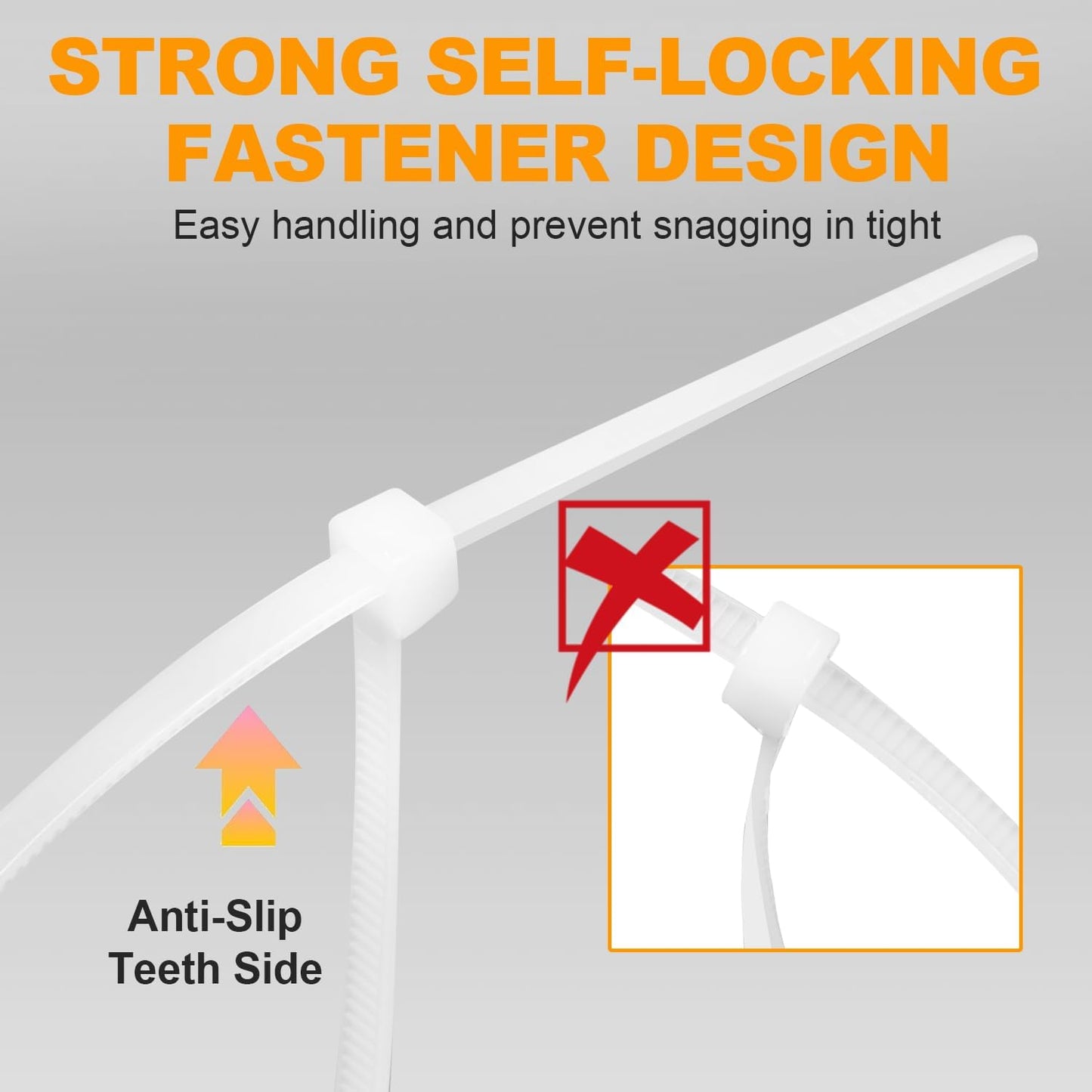 1200pcs 12 Inch, 50lb Zip Ties, RAZCC Cable Zip Ties Heavy Duty White Plastic Wire Ties with Tensile Strength