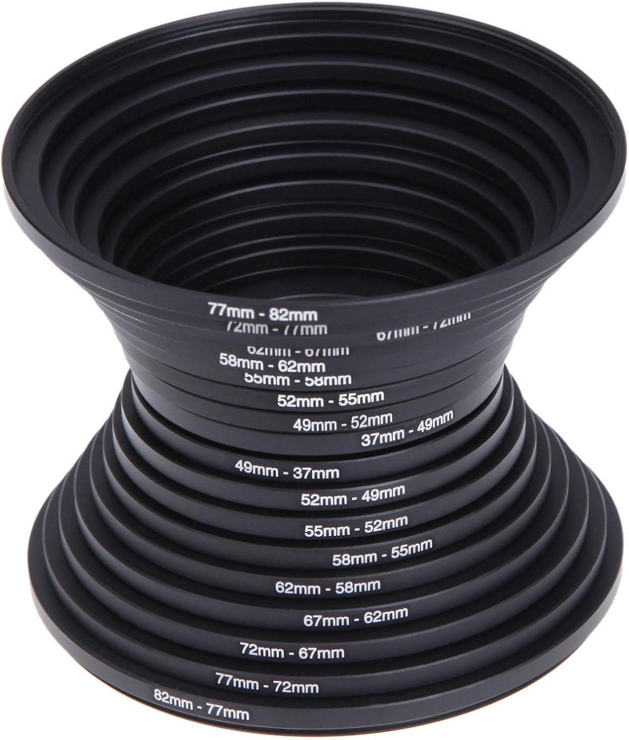 Quivorant 18Pcs Set, 37-82mm Set Filter Ring Adapter Metal Step Up/Down Rings Lens Adapter Filter Compatible