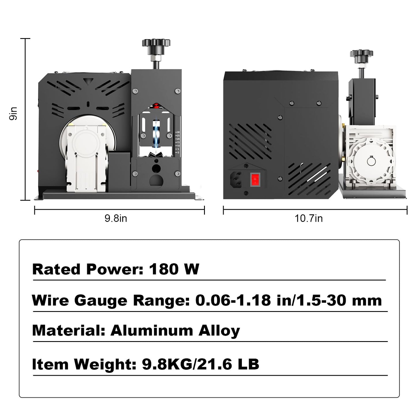 AQYY Electric Wire Stripper Machine, 0.06"-1.18" Automatic Wire Stripping Machine, Wire Stripping Tool for 1.5-25 mm Scrap Wire, Copper Wire Stripper Power Tool for Leftover Cable Recycling
