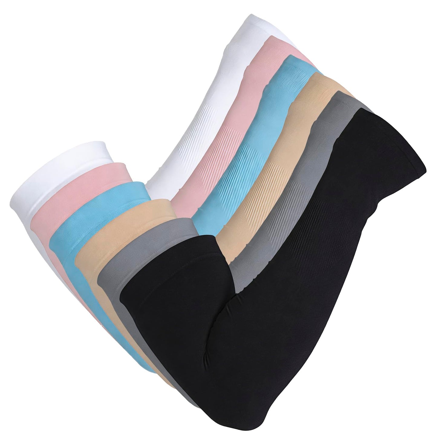6 Pairs UV Protection Arm Sleeves for Men Women Cooling Compression Sleeves with Tattoo Cover Up Elasticity Sun Sleeve with Anti-Slip Cuffs for Football Work & Outdoor Sports Breathable Sweat-Wicking