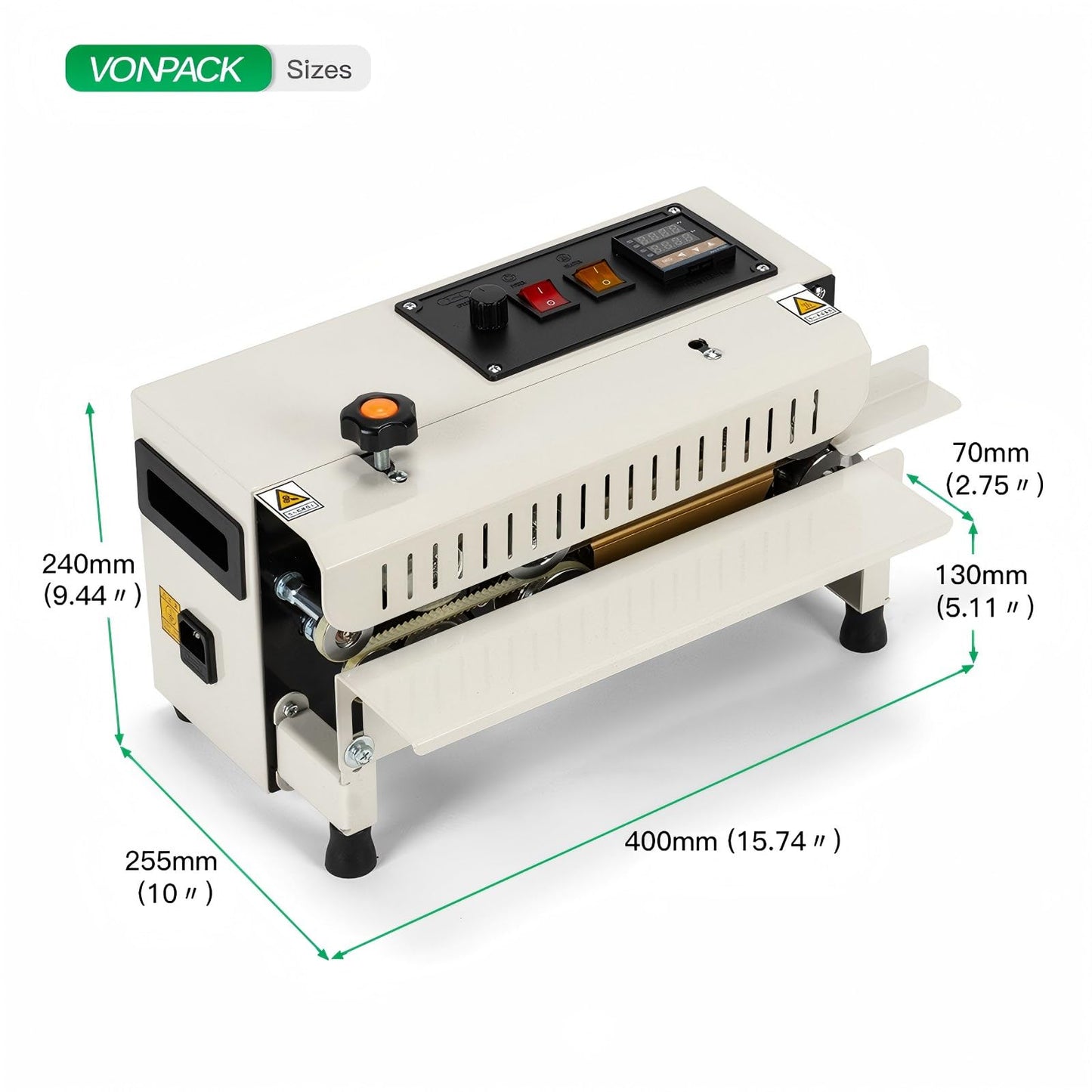 VONPACK FR-400 Commercial Heat Sealer Machine, 110V Heat Sealing Machine with Adjustable Temp&Speed Control, Bag Sealer Machine with Display Screen, Sealer Machine for Food Tea Kitchen