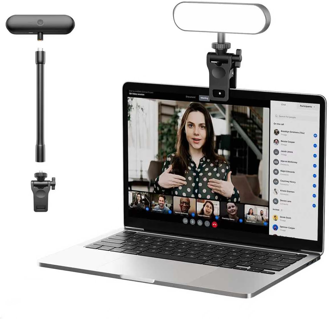 Amcuke 360 Video Conference Lighting,Rechargeable LED Streaming Light, Rotatable Zoom Lighting for Computer,Eye Caring