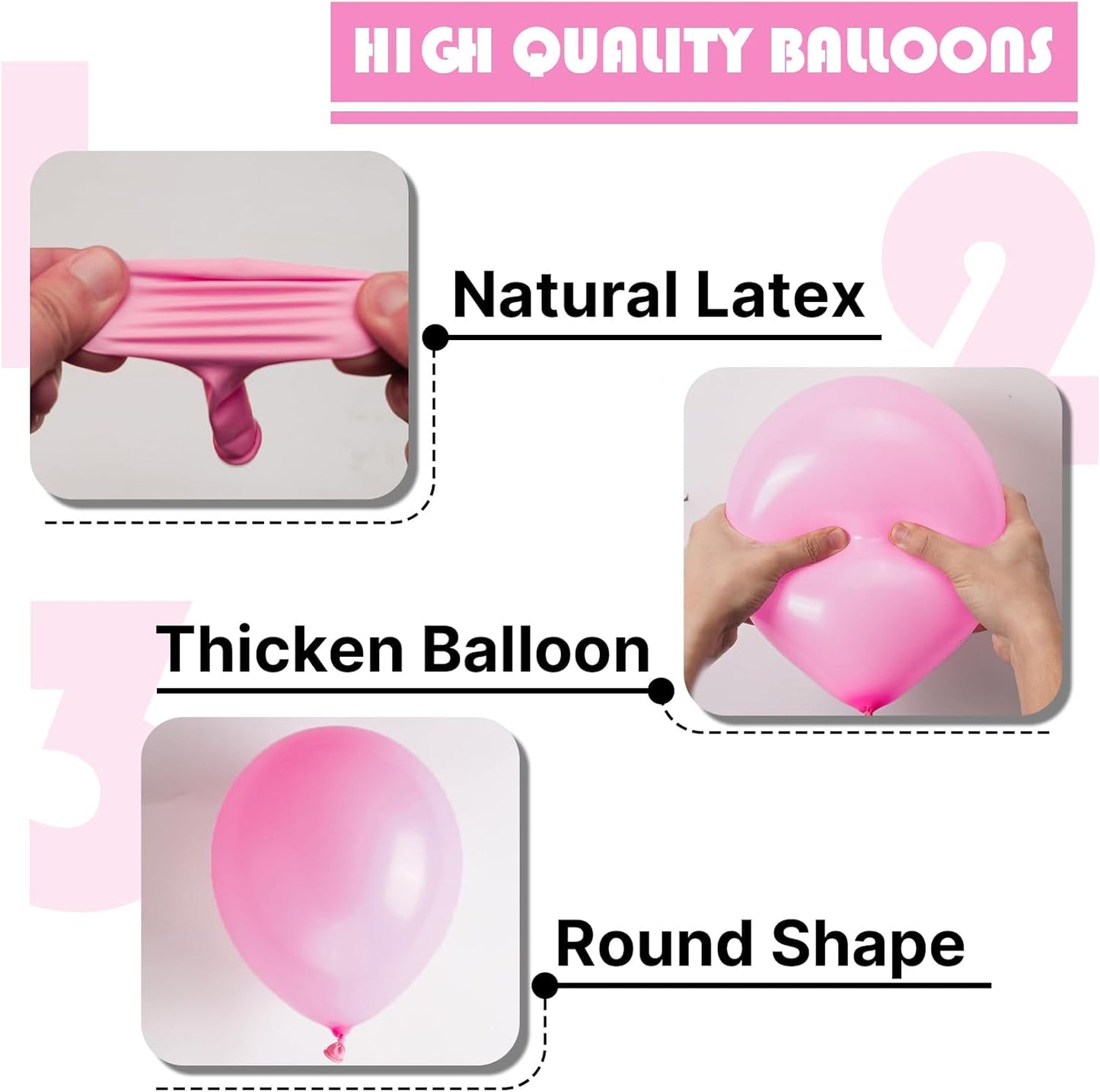 PartyWoo Pink Balloons - 100pcs Matte Pink Balloon Arch Kit for Baby Shower & Birthday Decor | Various Sizes