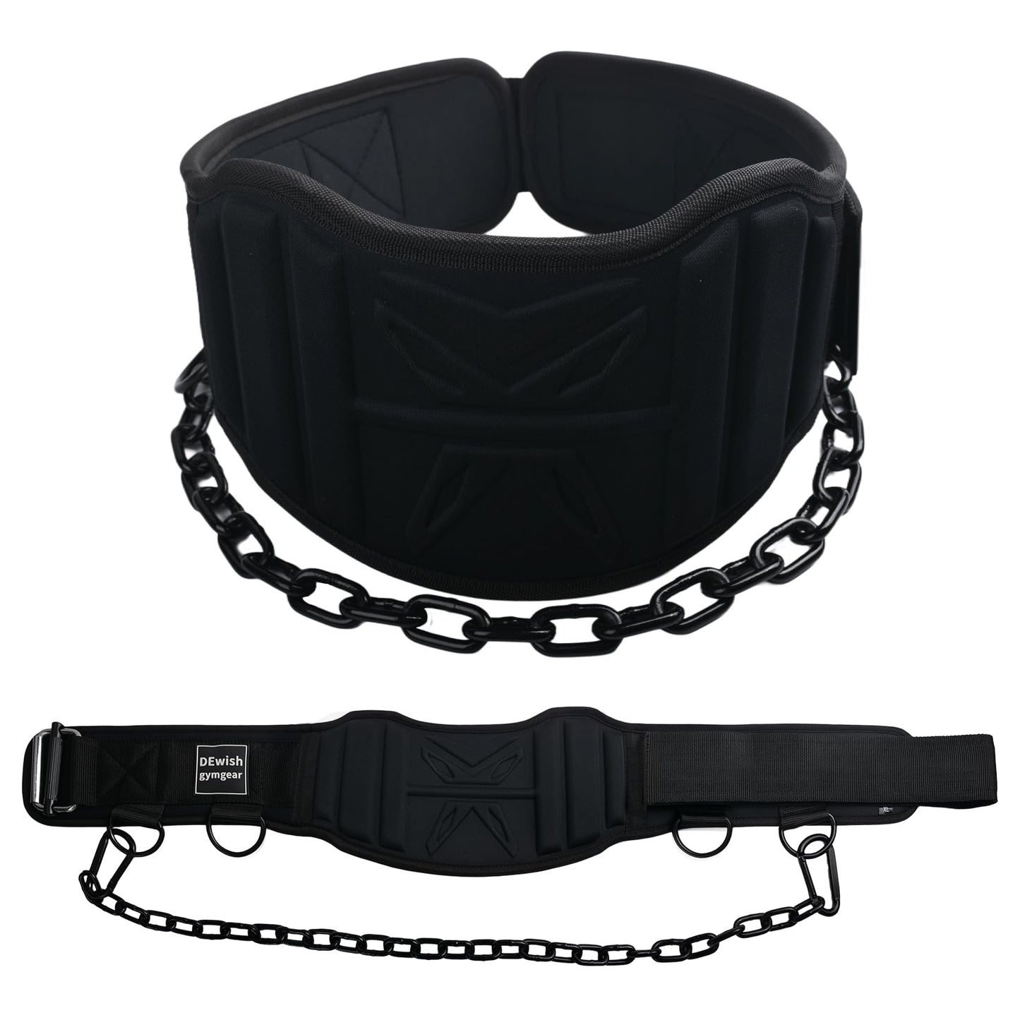 2-in-1 Weightlifting Belt & Dip Belt with 41 IN Steel Chain for Pull Up,Added Weight Training (Black, L(35"-39"))