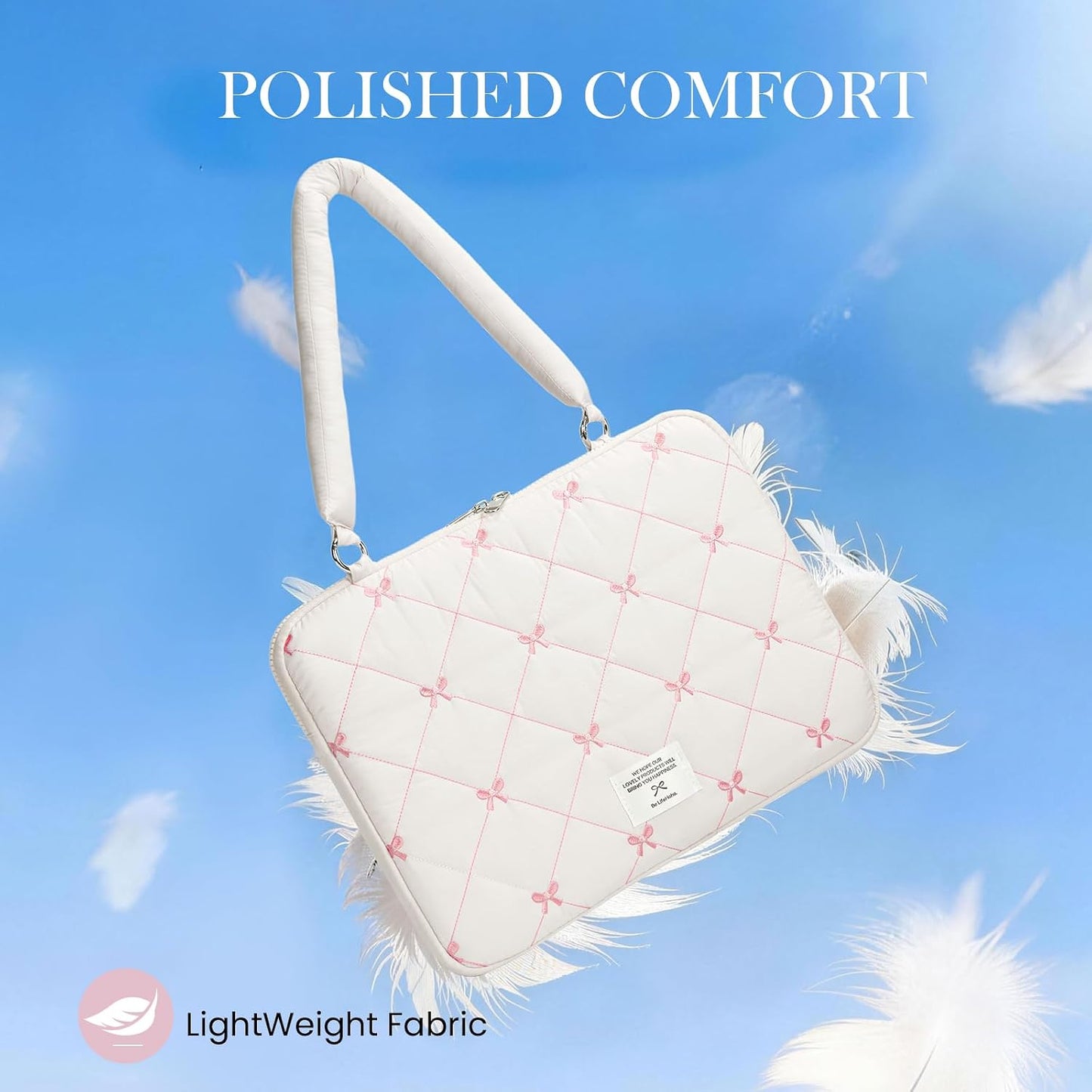 Generic 13-15 Inch 13-14inch) Cute Bow Laptop Case Coquette Puffy Laptop Sleeve Accessories Aesthetic Quilted Computer