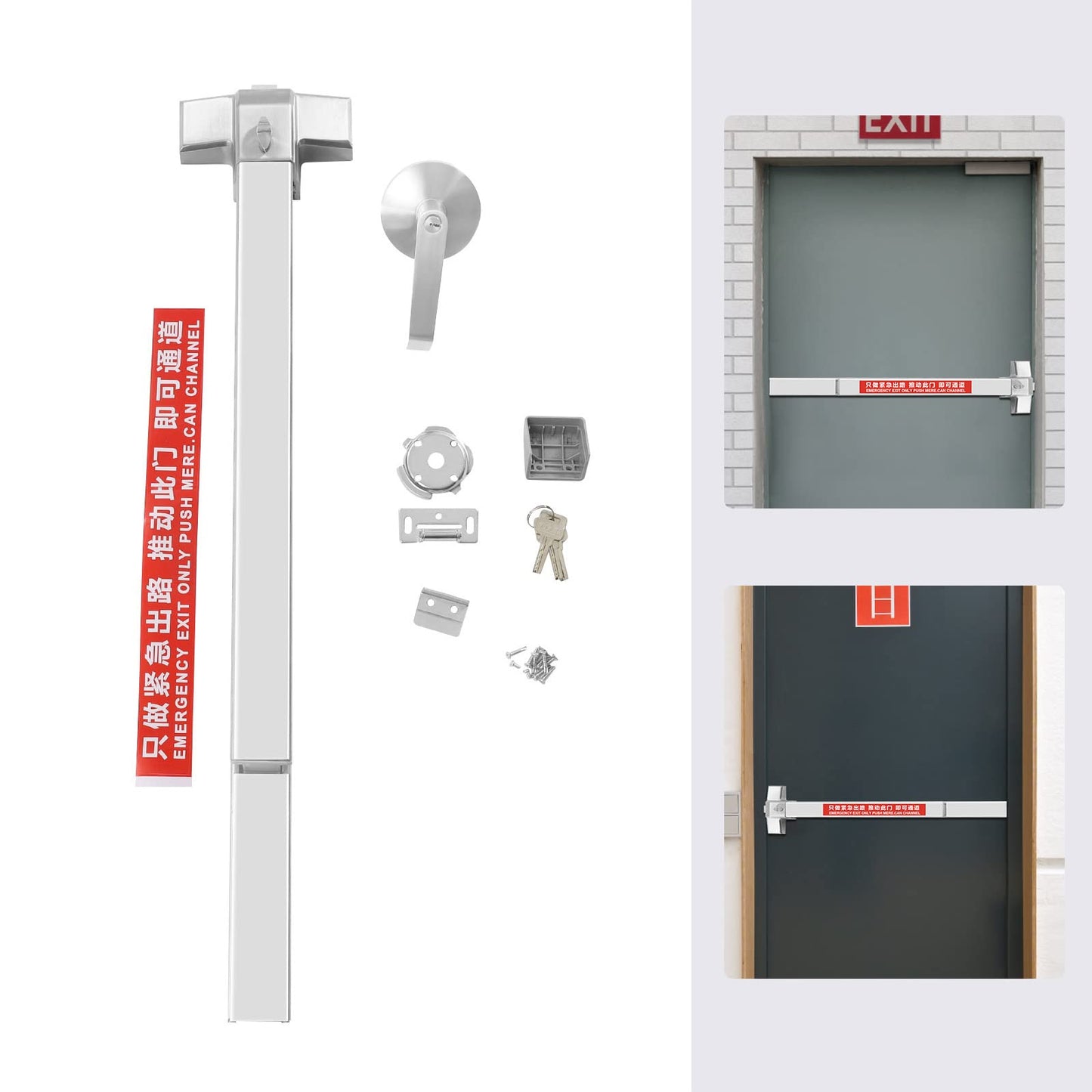 DUIBAII Door Push Bar Panic Exit Device, Stainless Steel Commercial Emergency Exit Door Push Bar, Emergency Hardware Door Bar Lock for Exit Door