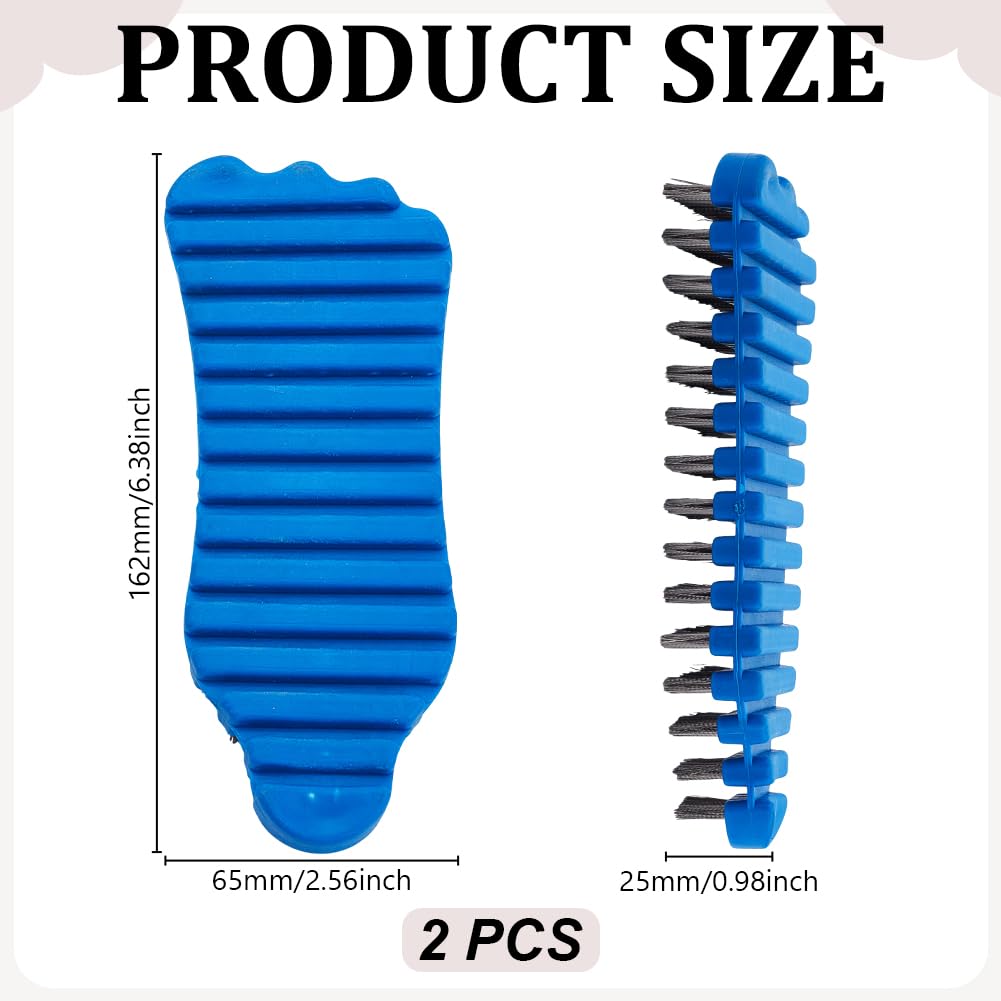 AHANDMAKER 2Pcs Barbell Brush for Cleaning Weighted Bars, TPE and Steel Wire Bristle Barbell Cleaning Brush Scrubber Weightlifting Bar Flexible Cleaner for Athletic Gym Equipment Maintenance, Blue