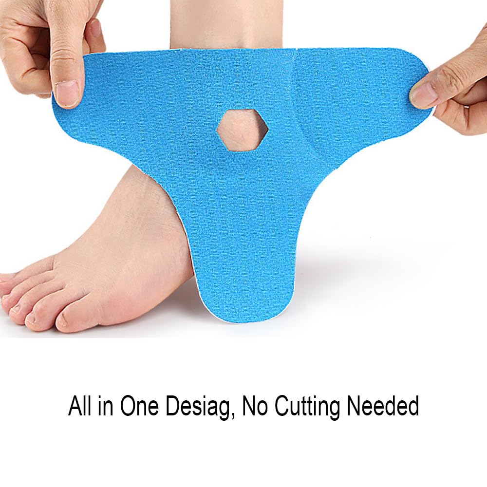 Precut Kinesiology Tape for Knees/Wrists/Ankle/Foot Arch/Thumb Support, Waterproof & Elastic Muscle Tape for Pain Relief, Comfort & Breathable 10Pcs (Nude, Ankle)