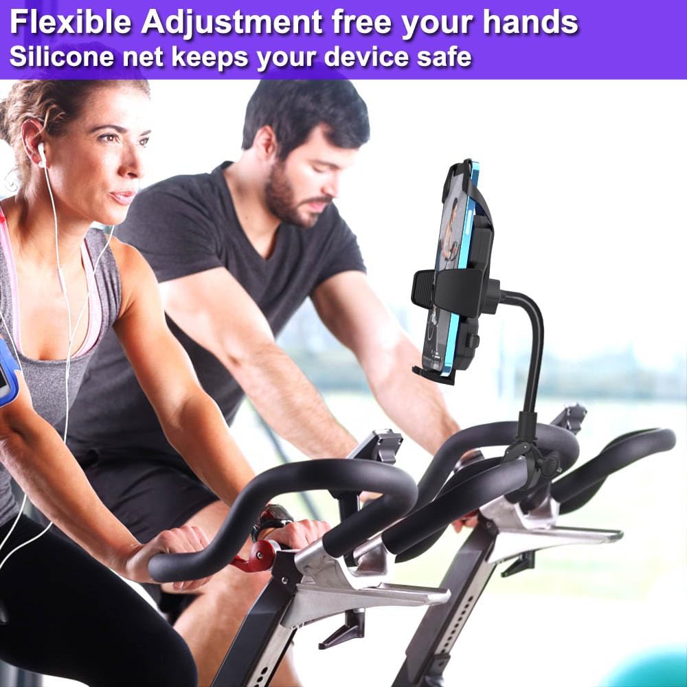 Cuxwill 4-13" Tablet Holder Bike Mount Fit iPad Phone for Peloton Treadmill, Upgrade Goosencek Clamp Mount for Spin