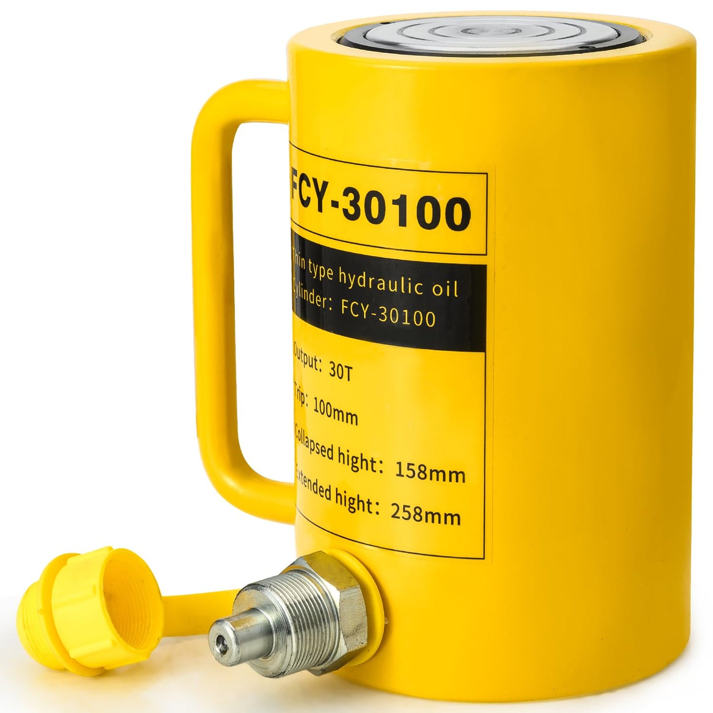 DOOROOM 30T 4Inch Stroke Porta Power Single Acting Lifting Cylinder for Shipbuilding, Machinery and Industry,Automatically Retract Split Hydraulic Cylinders Jacks, Yellow