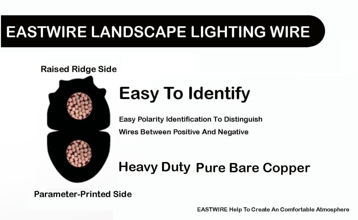 EASTWIRE 12/2 12awg 2conductors Low Voltage Landscape Lighting Wire - Outdoor - 12-2 Copper Wire, Underground Low-Energy Circuit Cable, Lighting Cable Direct Burial (12/2, 250FT-BLACK)