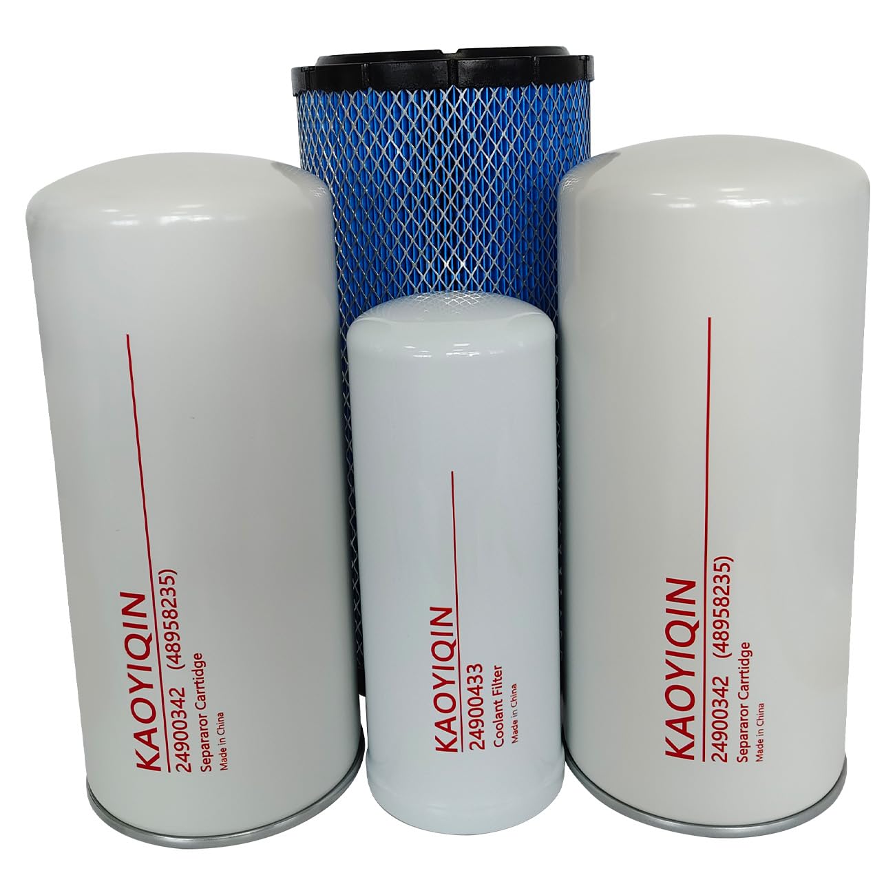 Filter kit KAYIQIN 24900342(48958235) Air/Oil Separator 24900433 Oil Filter 48958201 Air Filter, Compatible with Replacement Parts RS30-37i/R30-37i Air Compressor Filter